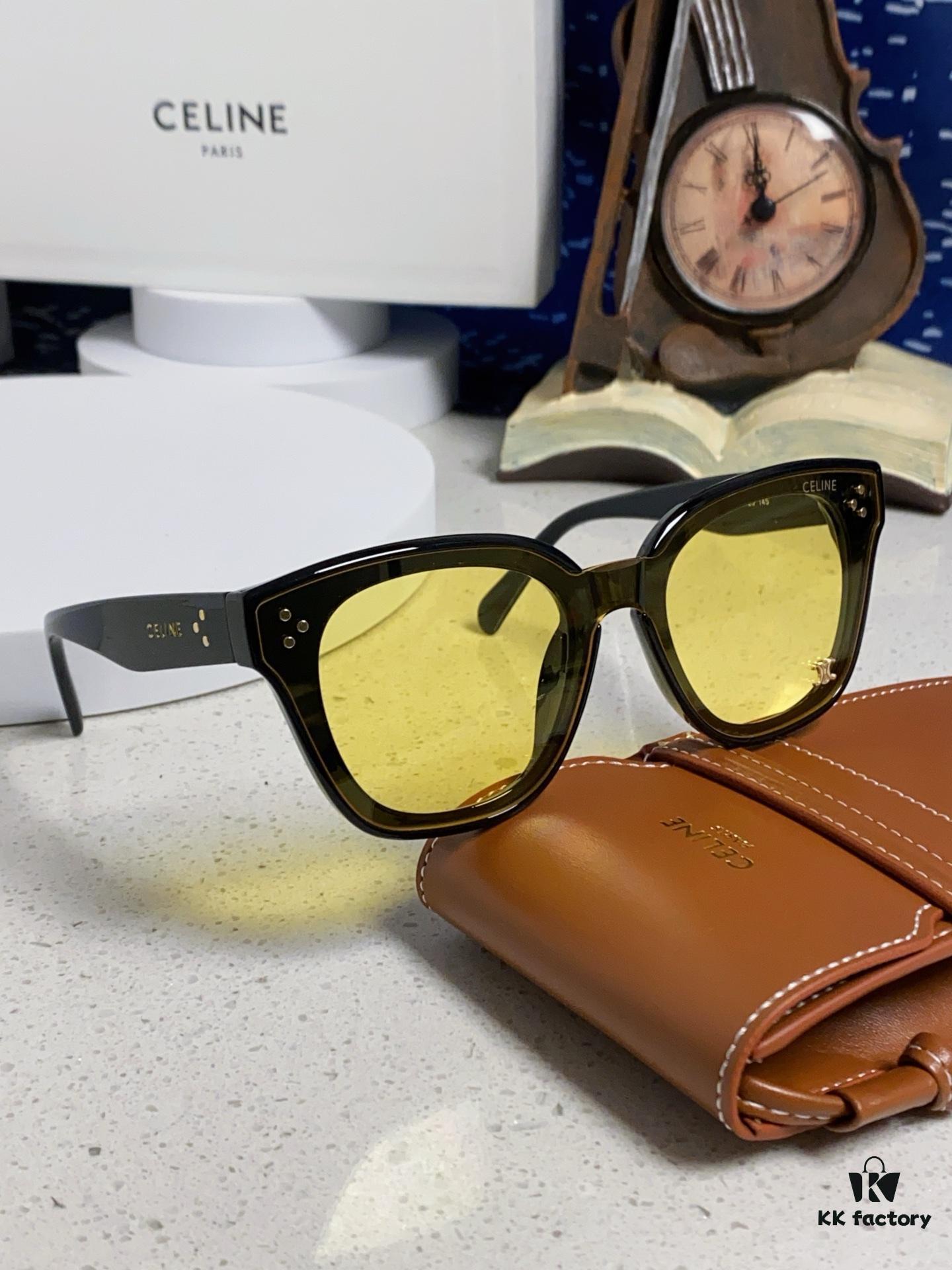 Celine 2025 New Korean-style Fashion Sunglasses for Women, Avant-garde Square Frame Sunglasses Inspired by Arc de Triomphe, Slimming Look for Round Faces, UV-Protective Unisex Sun Glasses