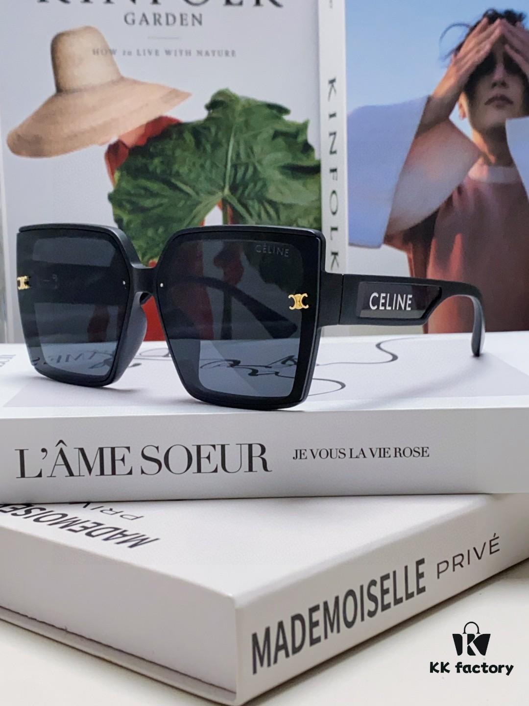 Celine 2024 New Korean-Style Oversized Round Frame UV-Protective Sunglasses for Women, Stylish and Elegant Sun Protection Glasses