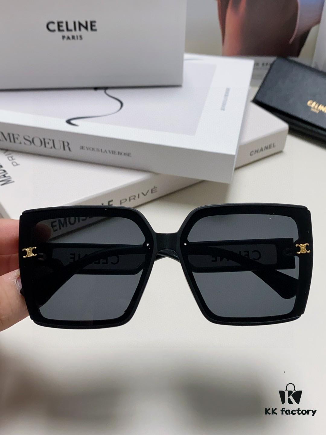 Celine 2024 New Korean-Style Oversized Round Frame UV-Protective Sunglasses for Women, Stylish and Elegant Sun Protection Glasses
