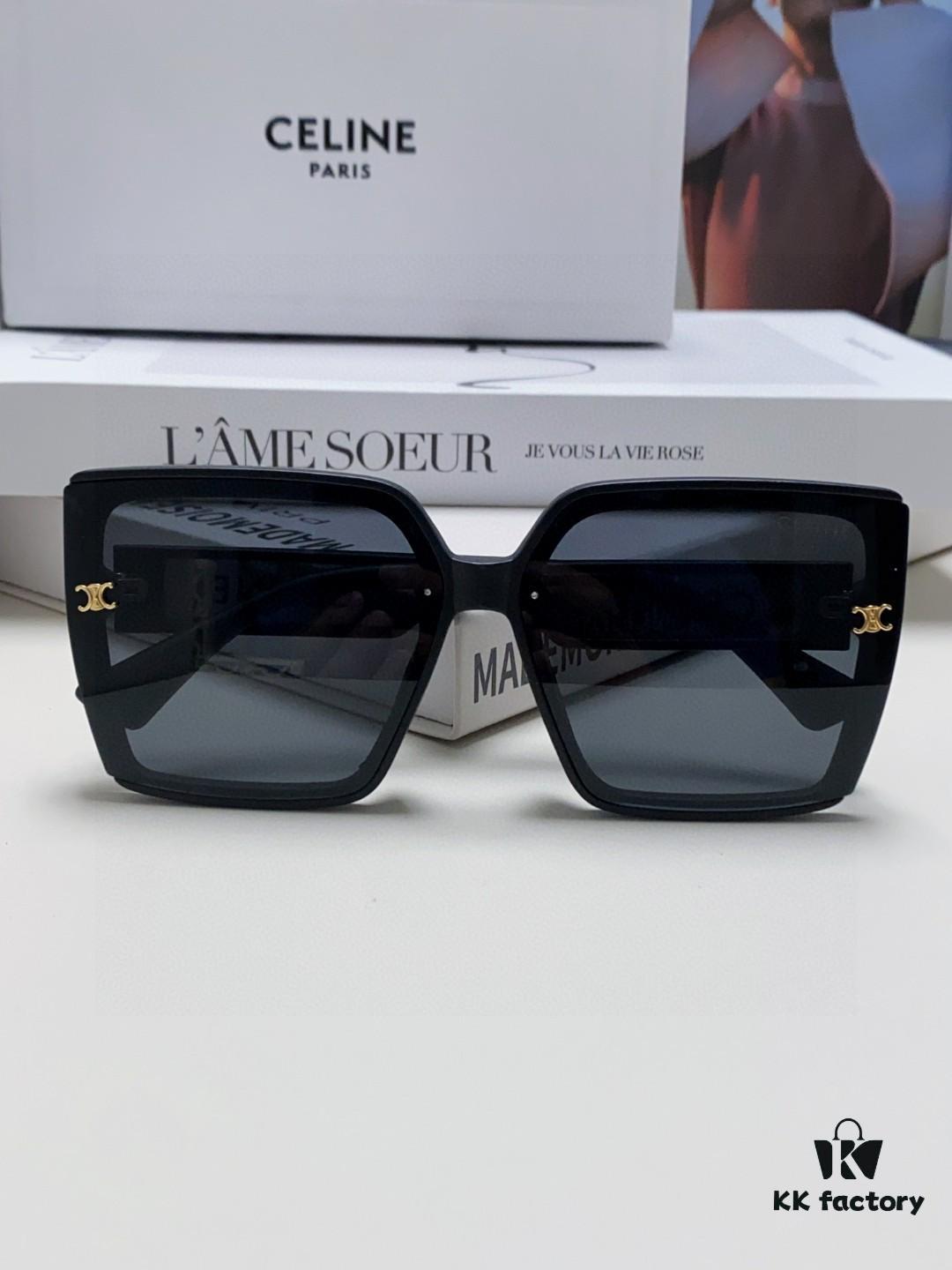 Celine 2024 New Korean-Style Oversized Round Frame UV-Protective Sunglasses for Women, Stylish and Elegant Sun Protection Glasses