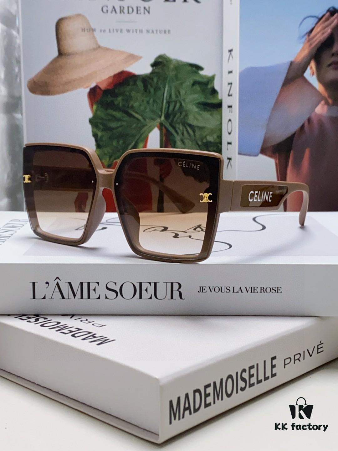 Celine 2024 New Korean Style Oversized Round Frame UV Protection Sunglasses for Women, Stylish and Elegant Sun Glasses