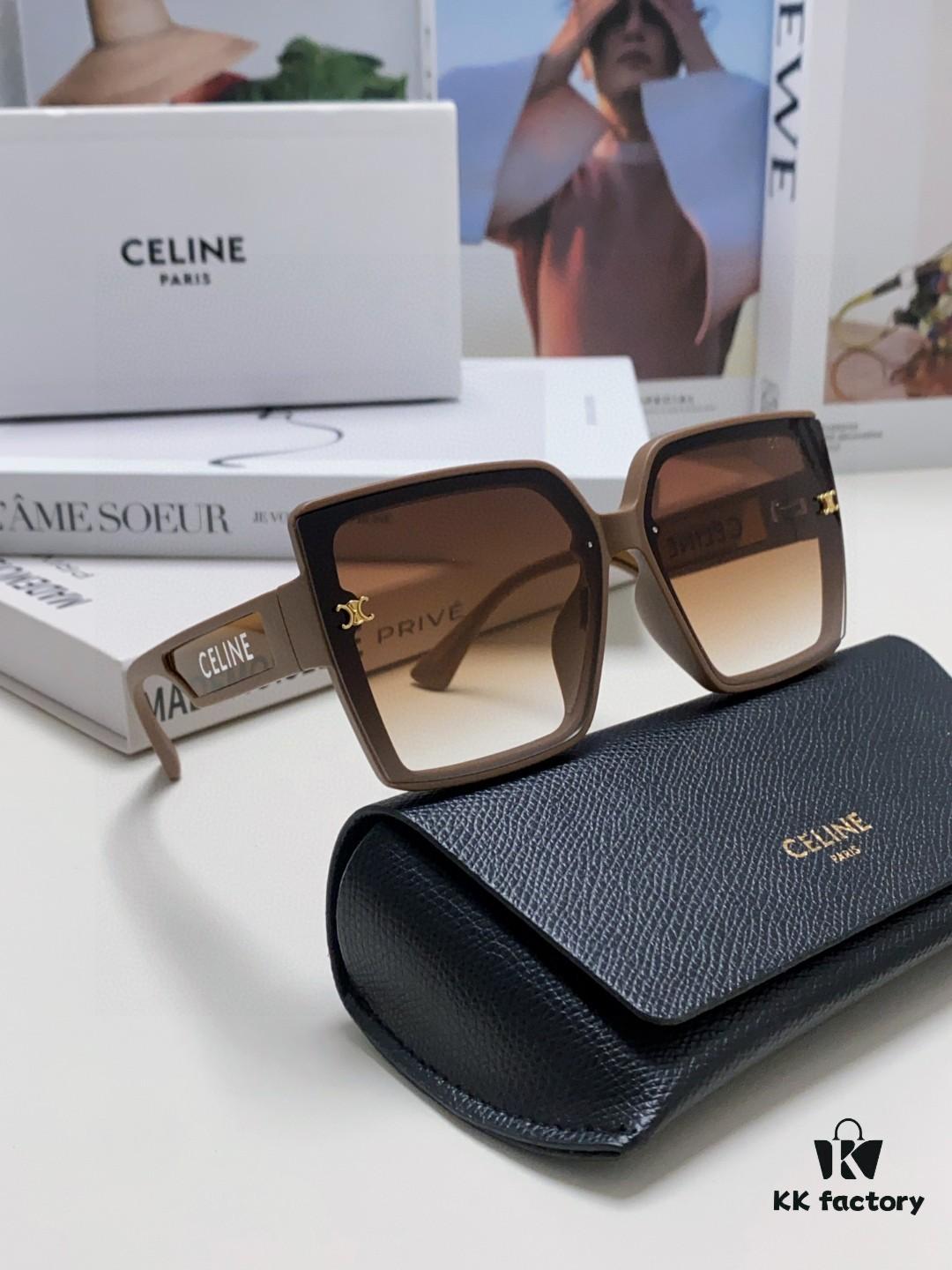 Celine 2024 New Korean Style Oversized Round Frame UV Protection Sunglasses for Women, Stylish and Elegant Sun Glasses