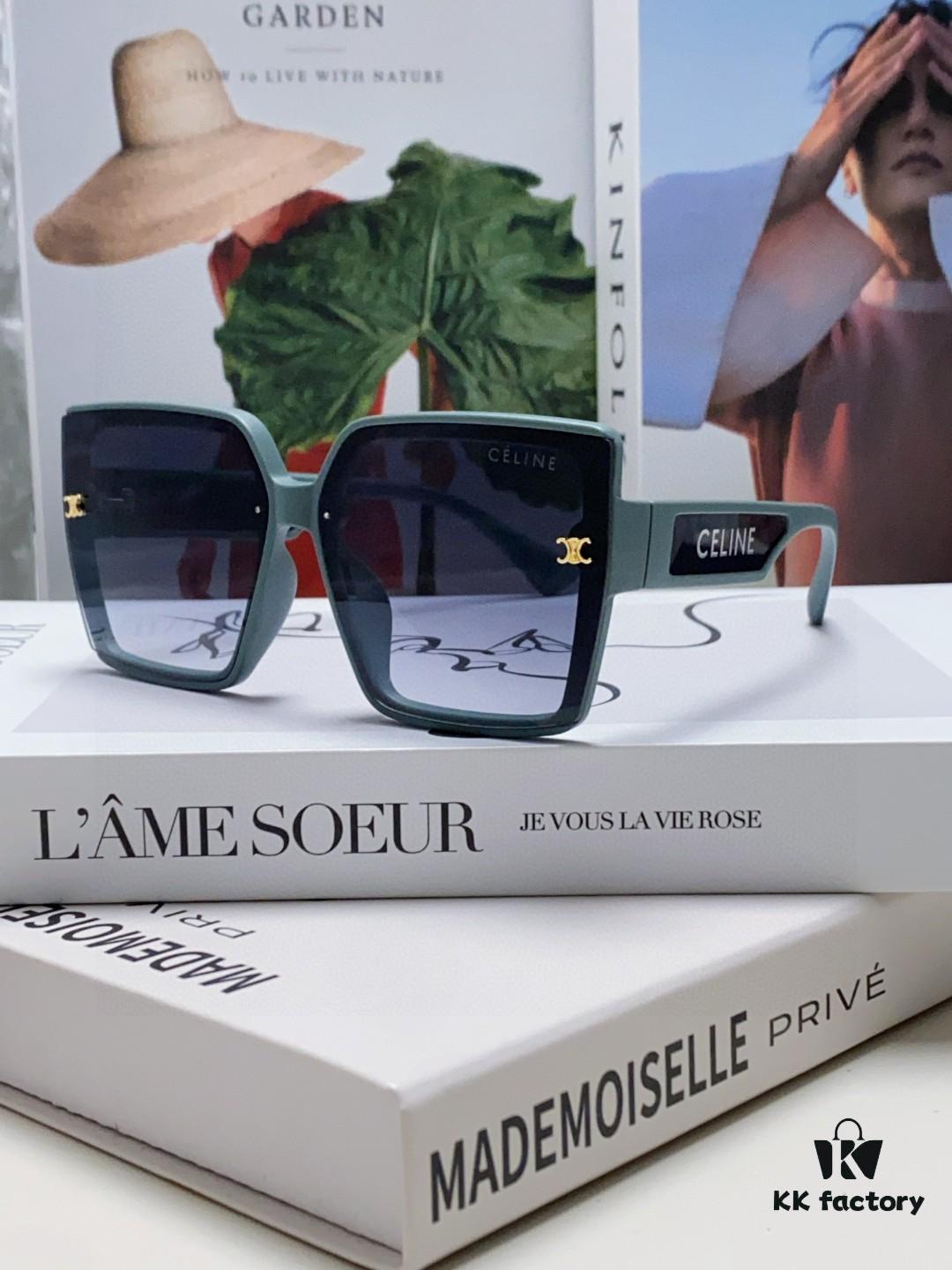 Celine 2024 New Korean Style Oversized Round Frame UV Protection Sunglasses for Women, Stylish and Elegant Sun Glasses