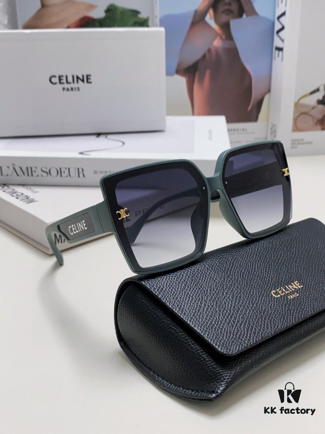 Celine 2024 New Korean Style Oversized Round Frame UV Protection Sunglasses for Women, Stylish and Elegant Sun Glasses