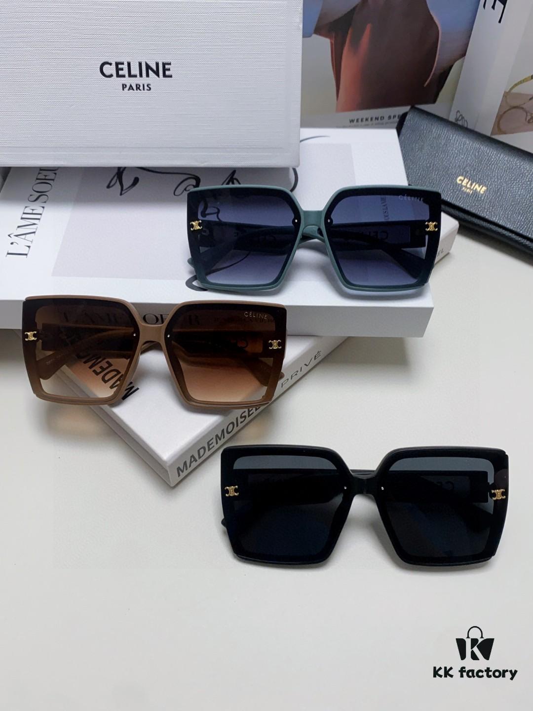 Celine 2024 New Korean Style Oversized Round Frame UV Protection Sunglasses for Women, Stylish and Elegant Sun Glasses