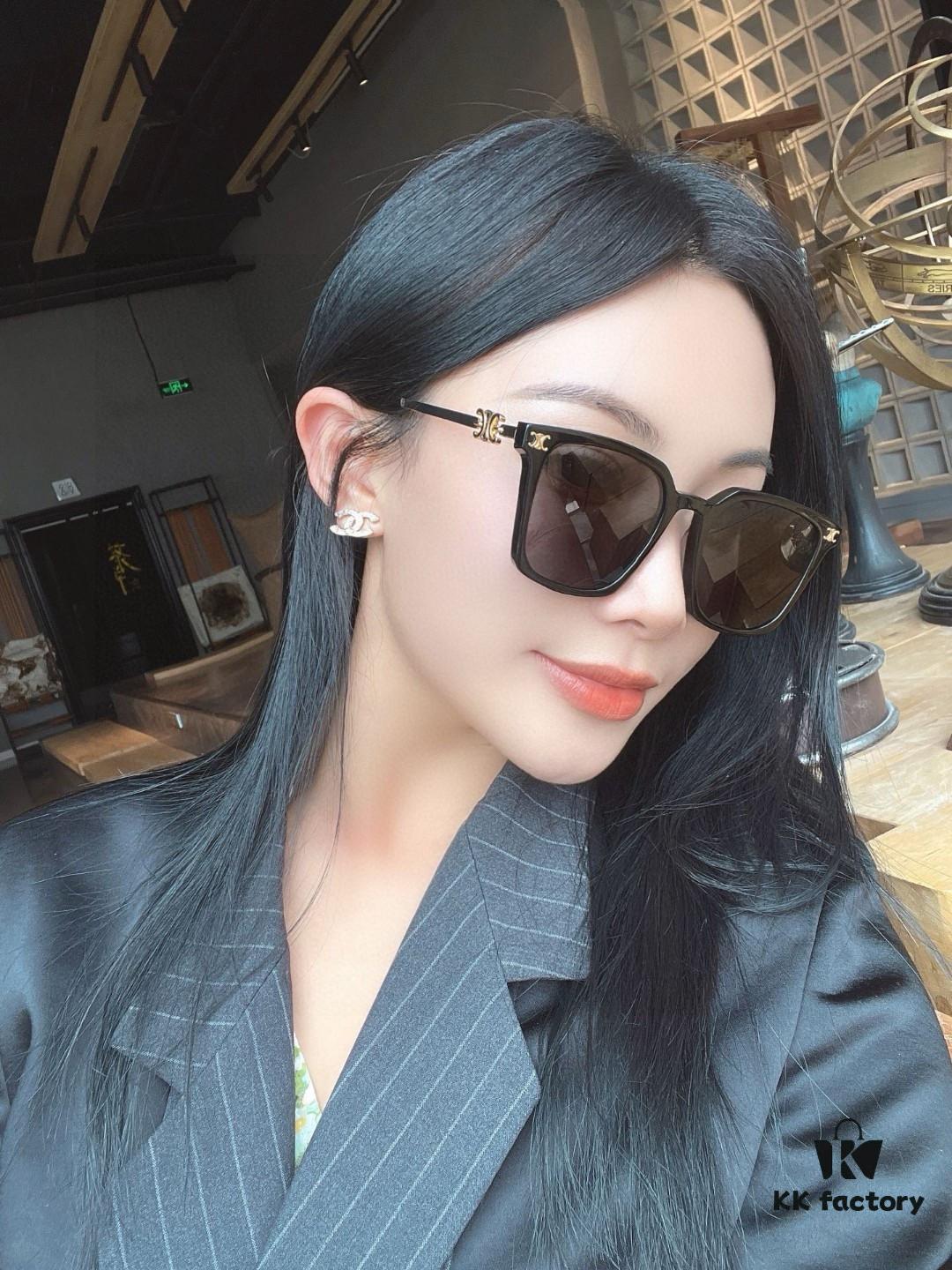 CELINE Red Book Popular Metal-Decorated Logo Simple Frame Sunglasses 6 Colors