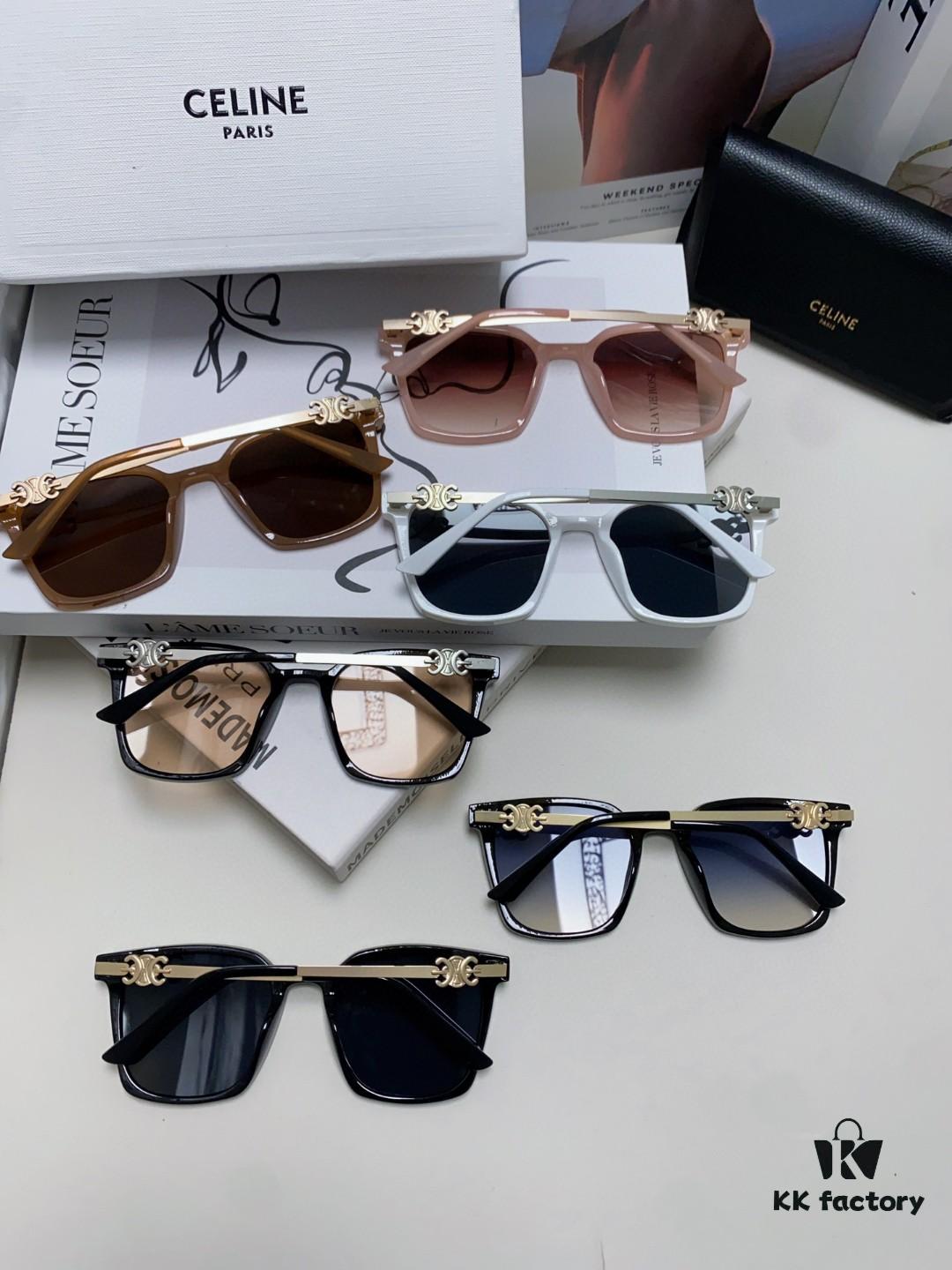 CELINE Red Book Popular Metal-Decorated Logo Simple Frame Sunglasses 6 Colors