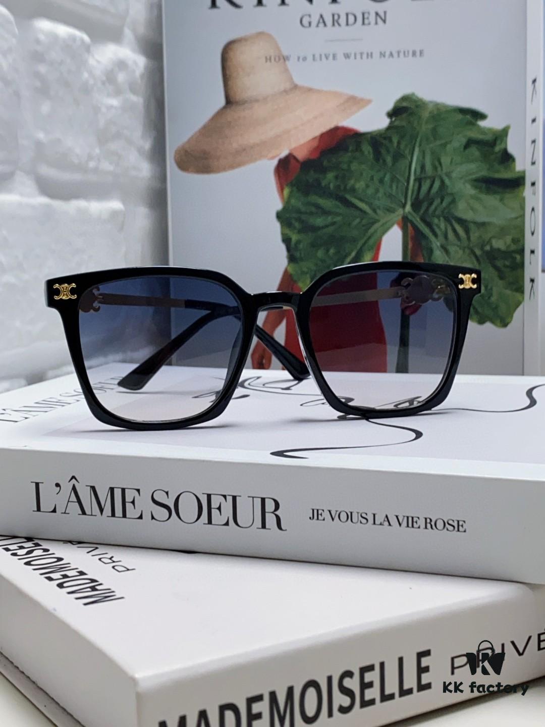 CELINE Red Book Popular Metal-Decorated Logo Simple Frame Sunglasses 6 Colors