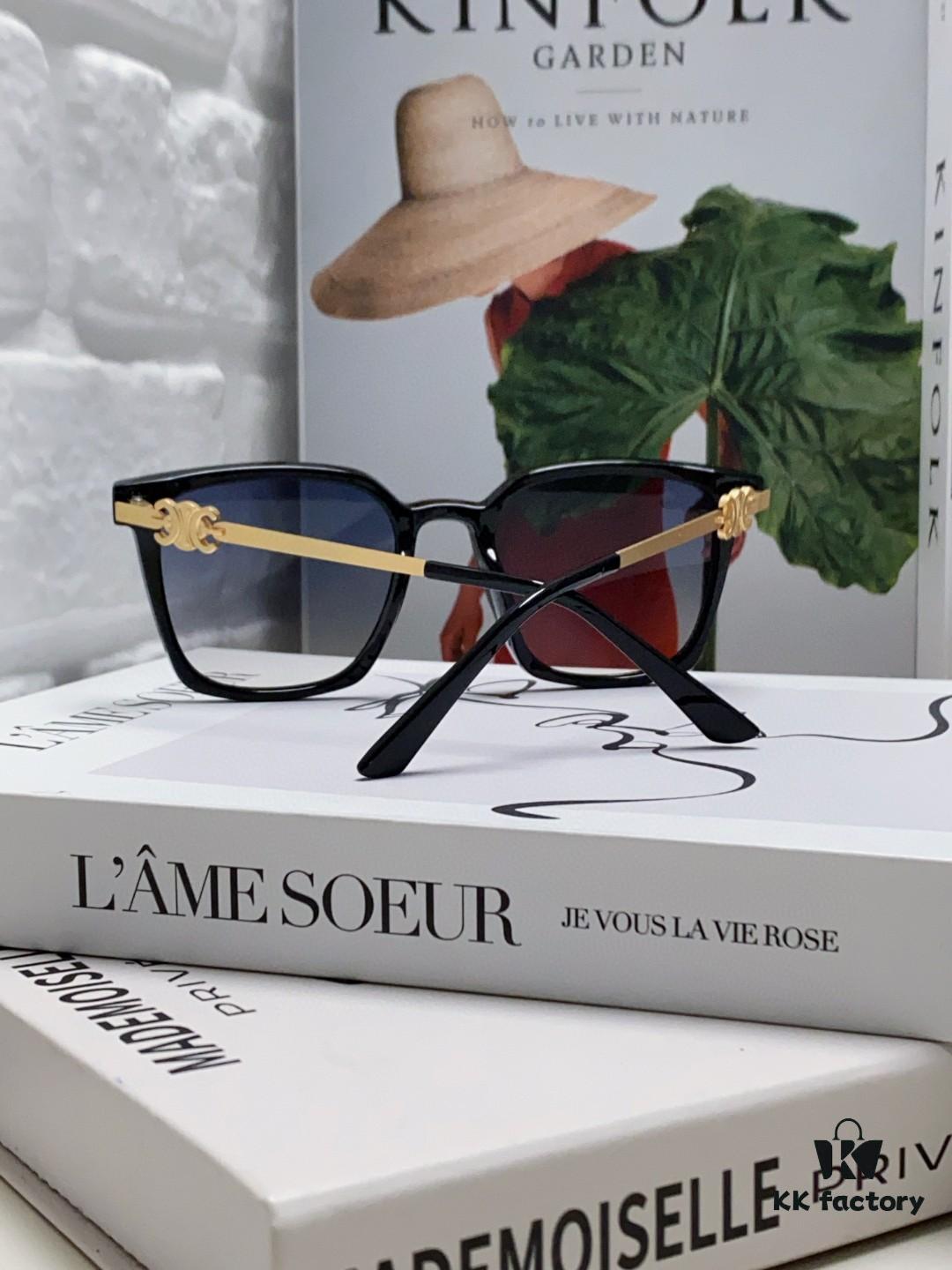 CELINE Red Book Popular Metal-Decorated Logo Simple Frame Sunglasses 6 Colors