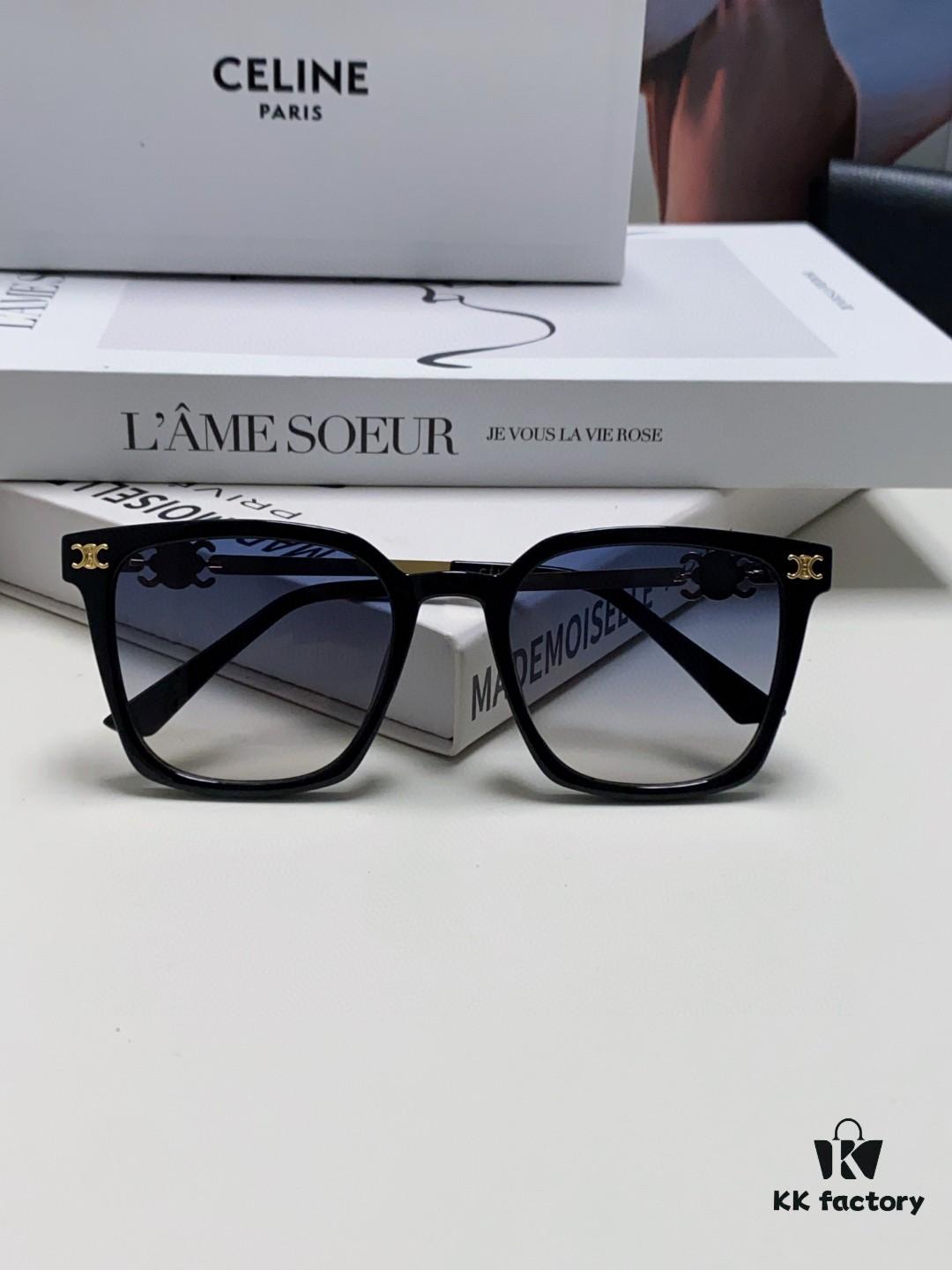 CELINE Red Book Popular Metal-Decorated Logo Simple Frame Sunglasses 6 Colors