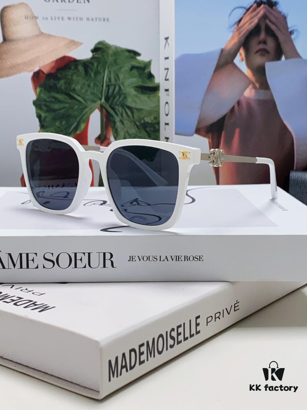 CELINE Red Book Popular Metal-Decorated Logo Simple Frame Sunglasses 6 Colors