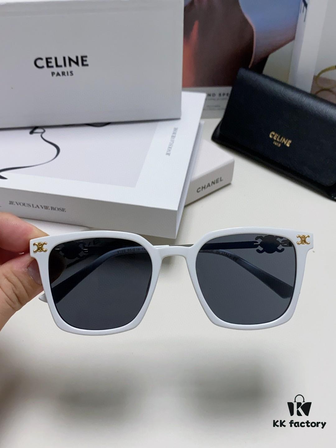 CELINE Red Book Popular Metal-Decorated Logo Simple Frame Sunglasses 6 Colors