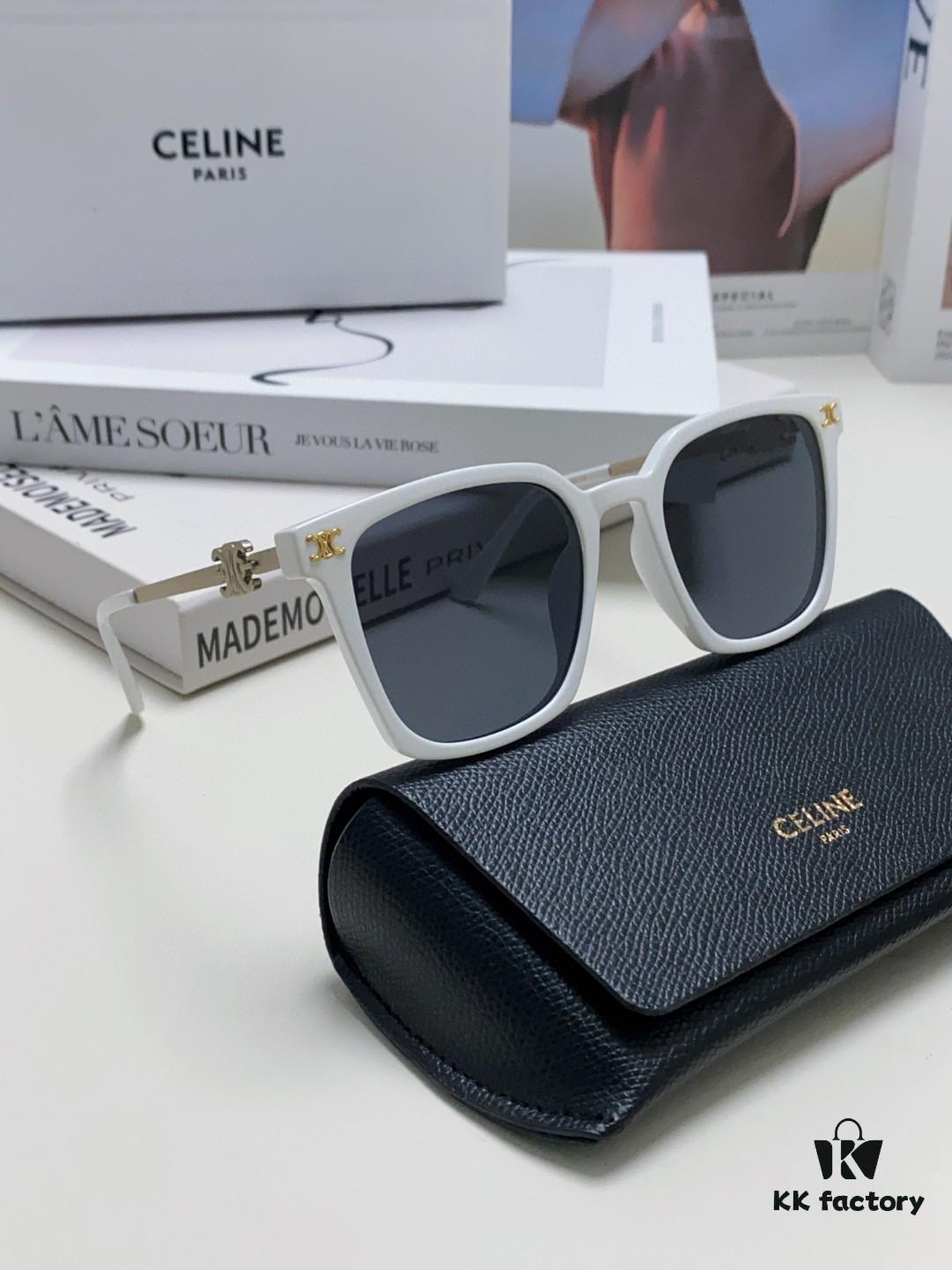 CELINE Red Book Popular Metal-Decorated Logo Simple Frame Sunglasses 6 Colors