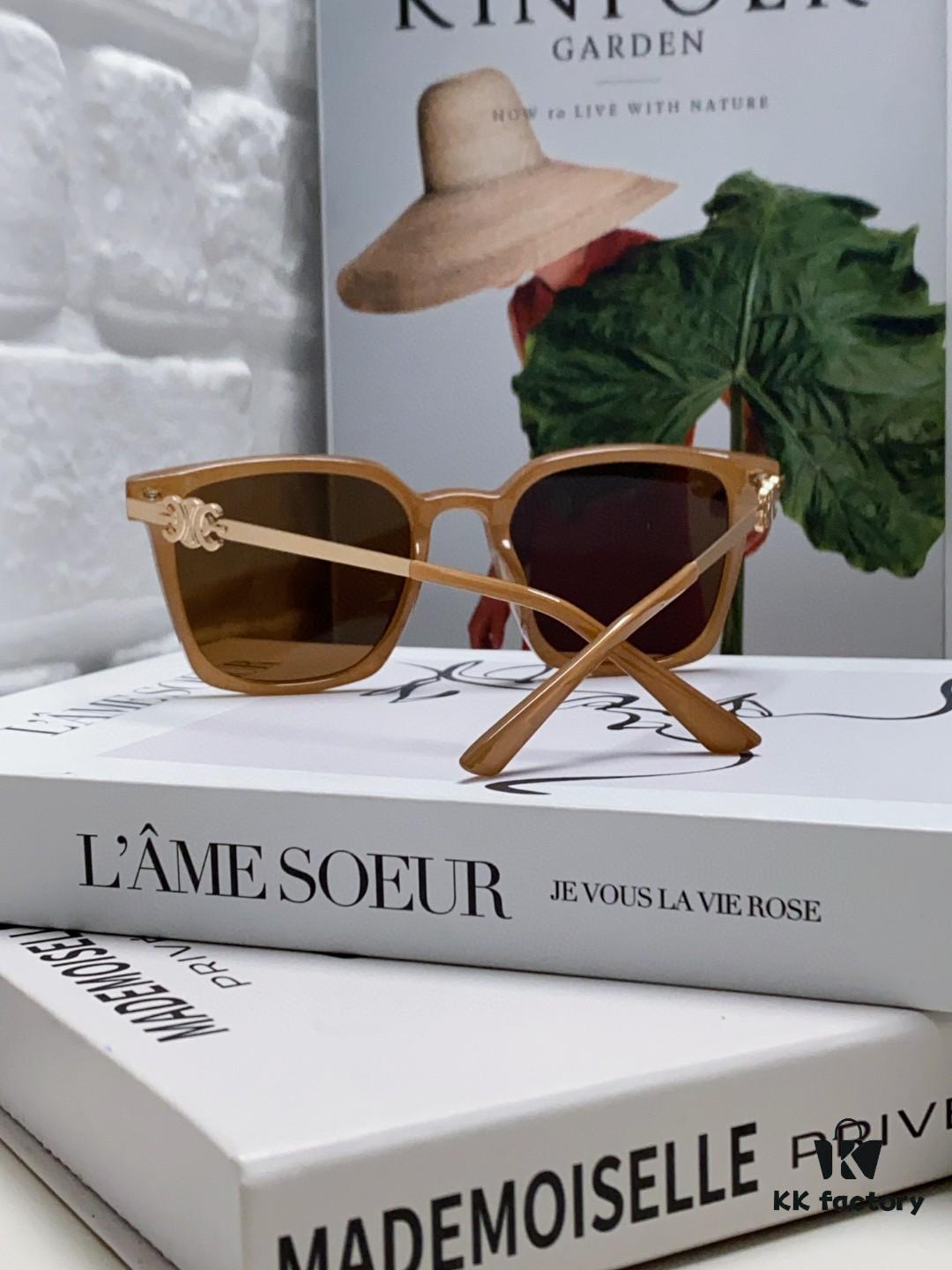 CELINE Red Book Popular Metal-Decorated Logo Simple Frame Sunglasses 6 Colors