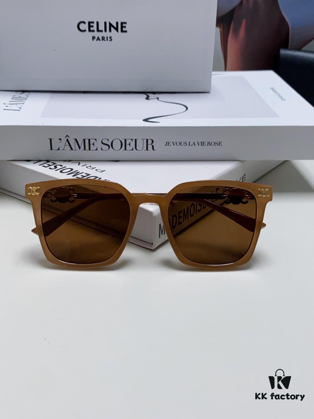 CELINE Red Book Popular Metal-Decorated Logo Simple Frame Sunglasses 6 Colors