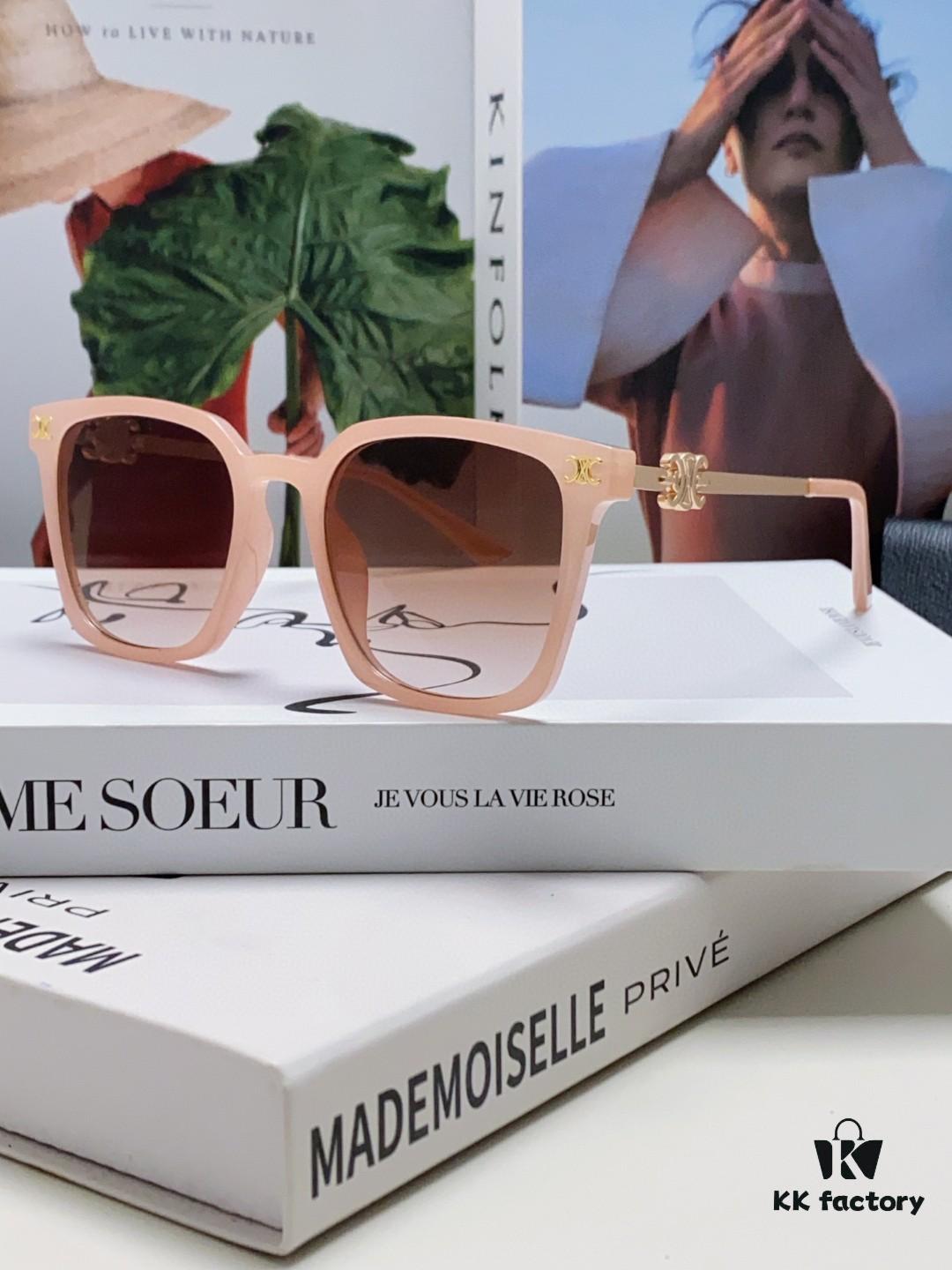 CELINE Red Book Popular Metal-Decorated Logo Simple Frame Sunglasses 6 Colors