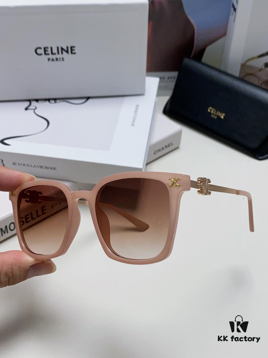 CELINE Red Book Popular Metal-Decorated Logo Simple Frame Sunglasses 6 Colors