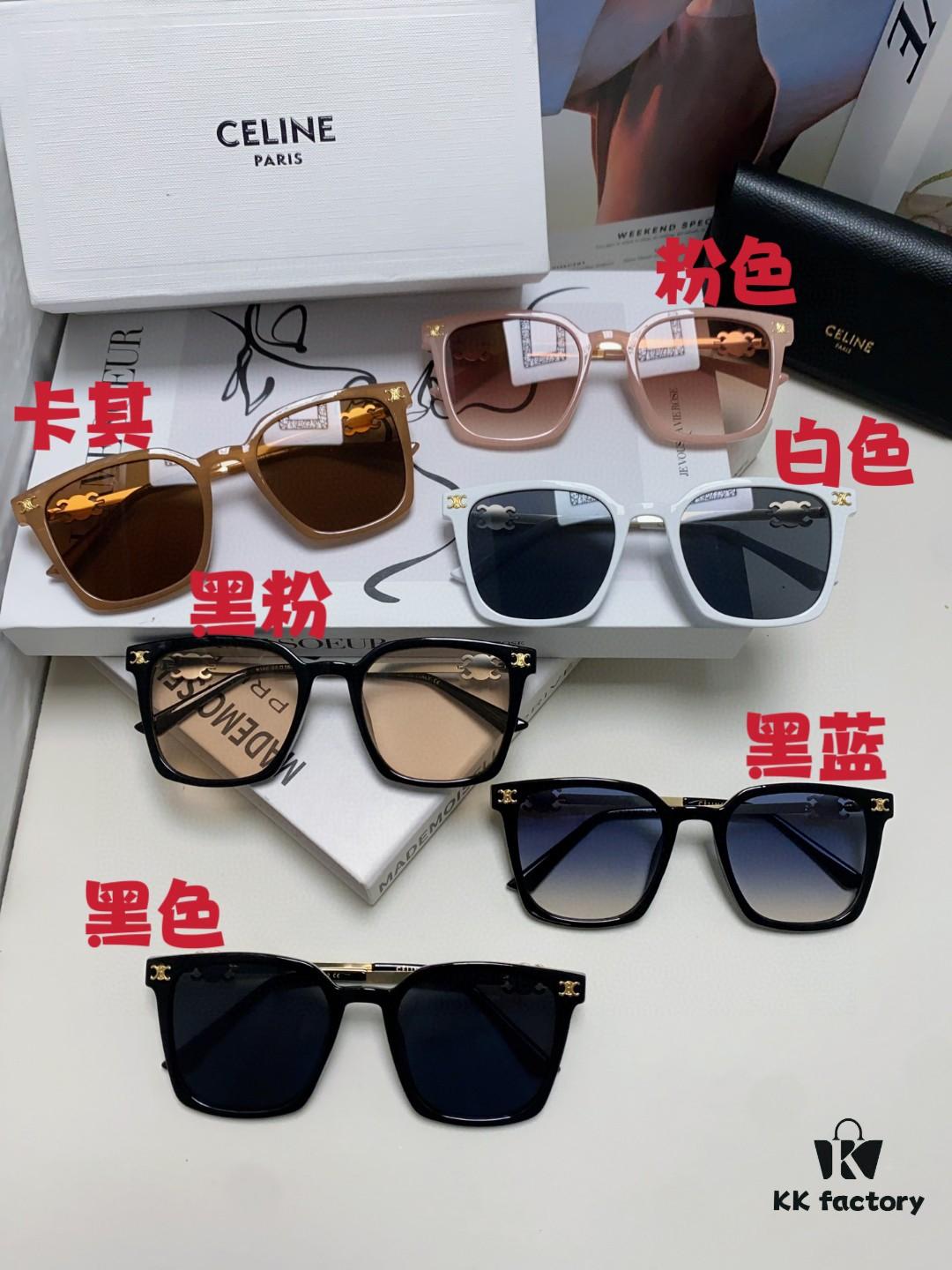 CELINE Red Book Popular Metal-Decorated Logo Simple Frame Sunglasses 6 Colors