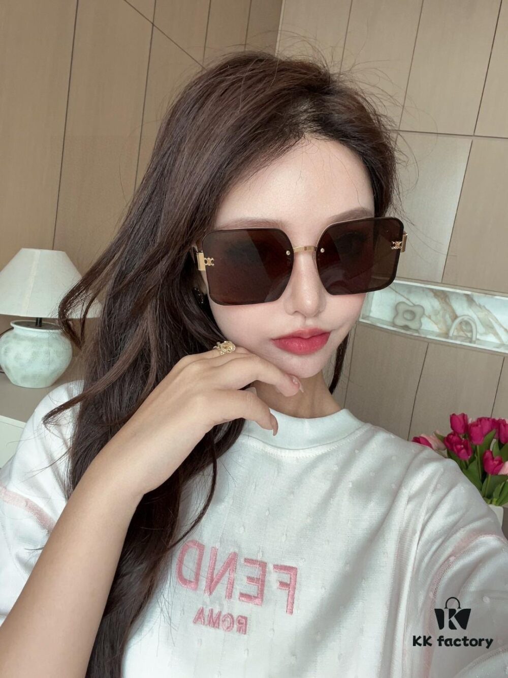 Celine Official Website Latest Top-Quality Edge-Cut Retro Unframed Sunglasses for Women, Stylish UV-Protective Square Sun Glasses with Slimming Effect, Unisex Fashion Eyewear