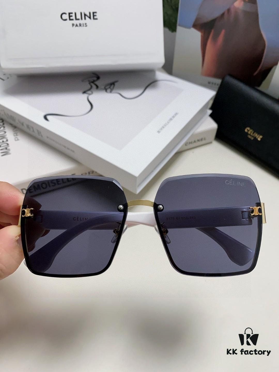 Celine Official Website Latest Top-Quality Edge-Cut Retro Unframed Sunglasses for Women, Stylish UV-Protective Square Slimming Unisex Sunglasses with Premium Feel