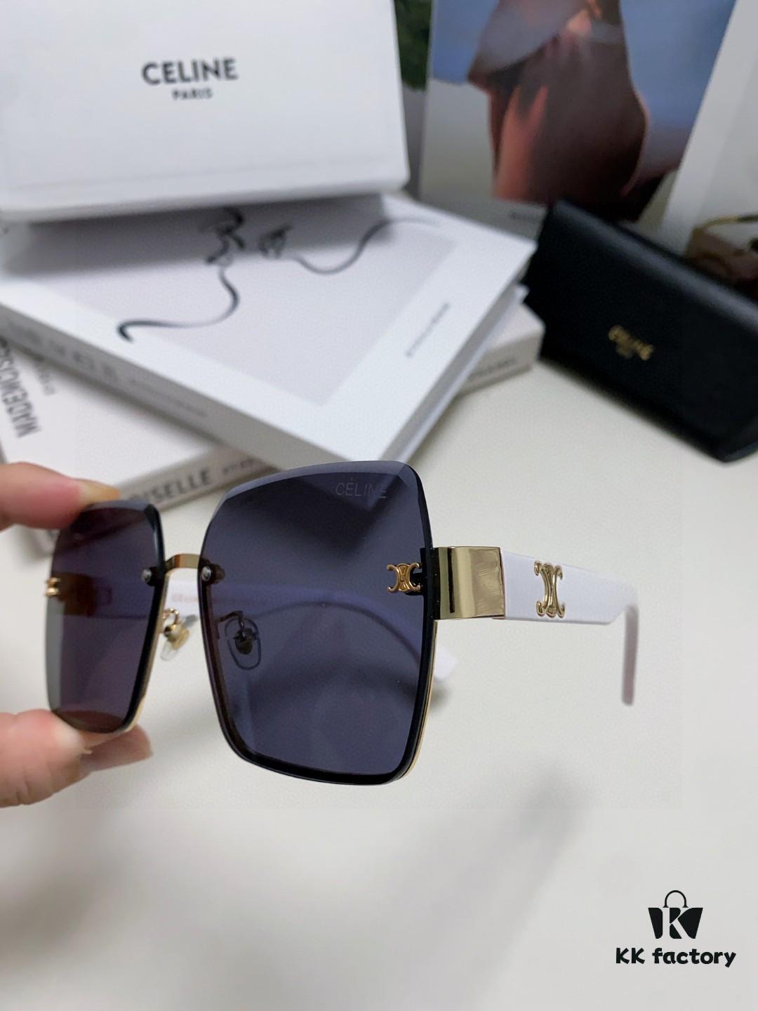 Celine Official Website Latest Top-Quality Edge-Cut Retro Unframed Sunglasses for Women, Stylish UV-Protective Square Slimming Unisex Sunglasses with Premium Feel