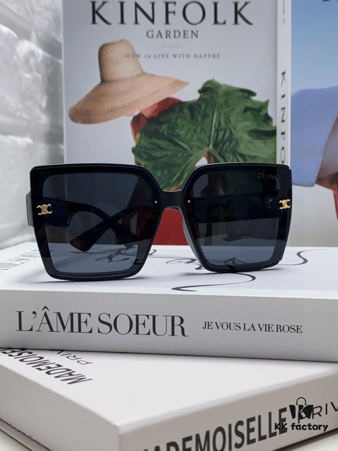 Celine 2025 New Arrival Korean-Style Oversized Round-Fit UV-Protective Sunglasses for Women, Fashionable and Elegant Sun Protection Glasses