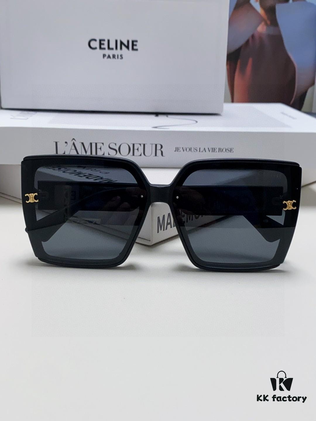 Celine 2025 New Arrival Korean-Style Oversized Round-Fit UV-Protective Sunglasses for Women, Fashionable and Elegant Sun Protection Glasses