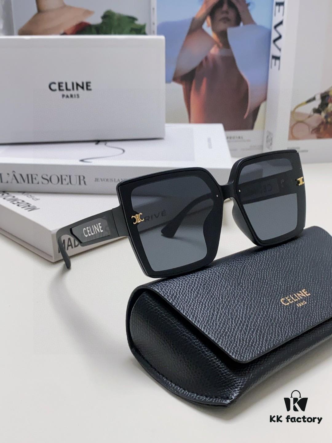 Celine 2025 New Arrival Korean-Style Oversized Round-Fit UV-Protective Sunglasses for Women, Fashionable and Elegant Sun Protection Glasses