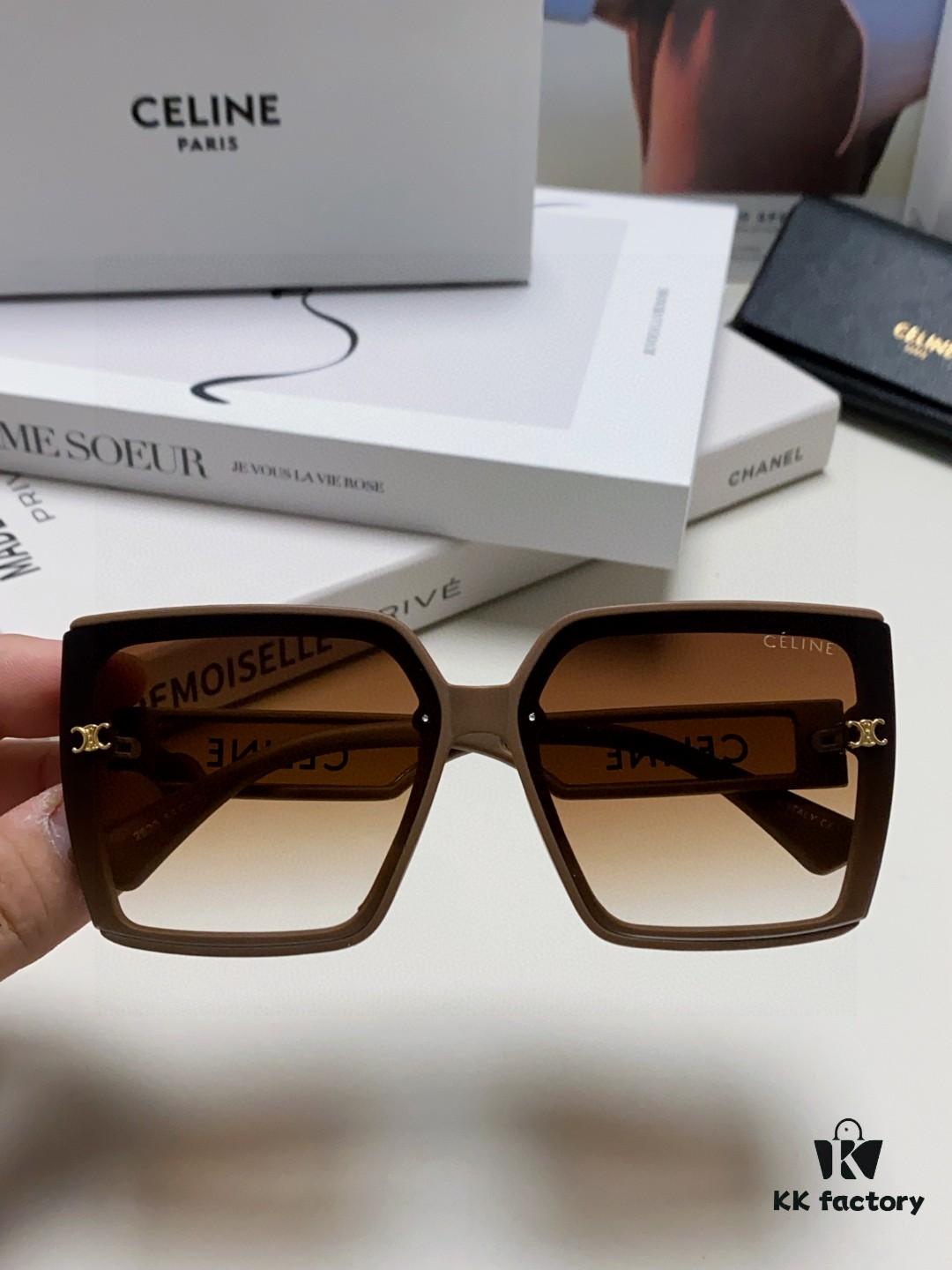 Celine 2025 New Arrival Korean-Style Oversized Round Frame UV-Protective Sunglasses for Women, Stylish and Elegant Sun Protection Glasses