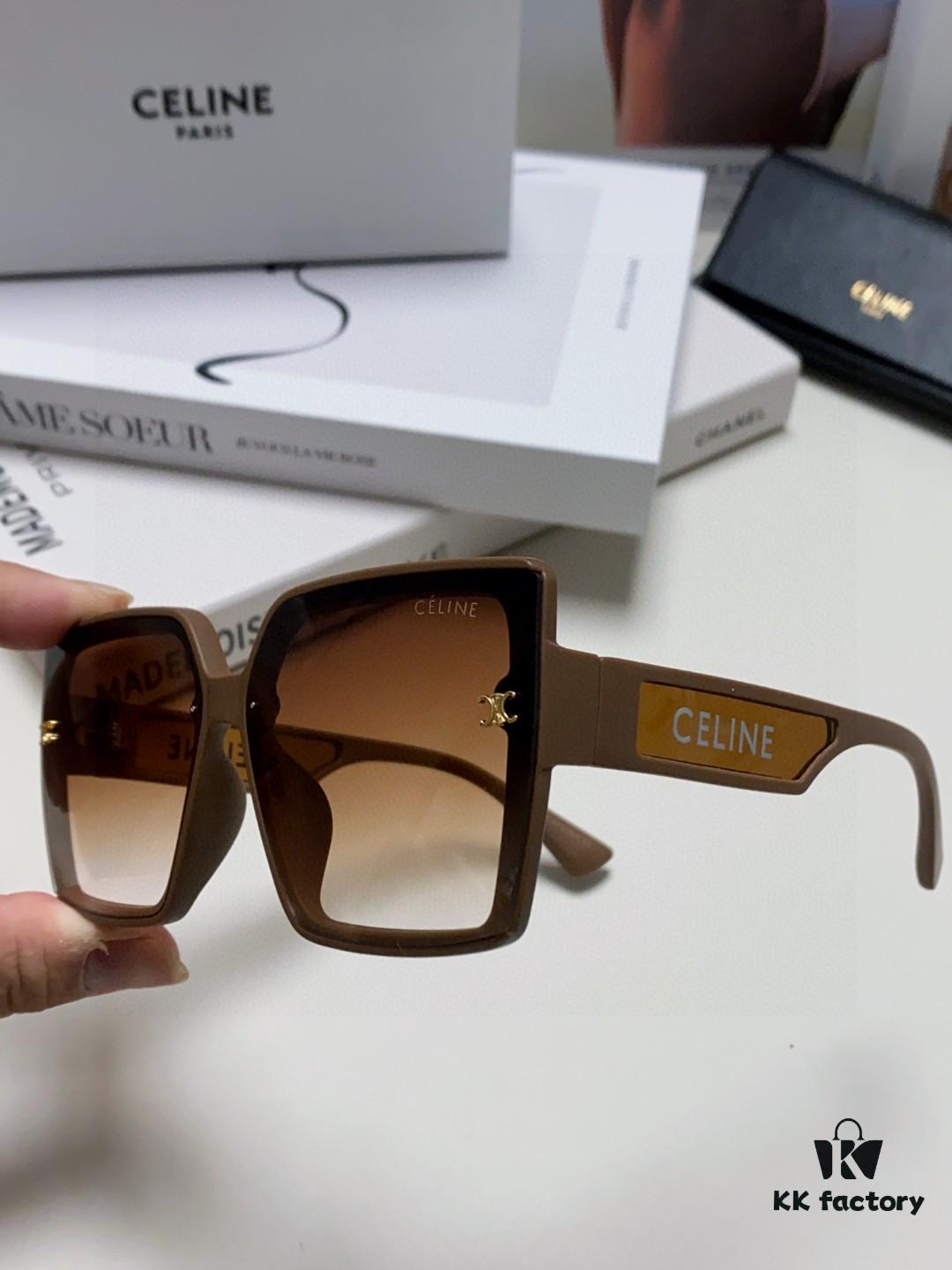 Celine 2025 New Arrival Korean-Style Oversized Round Frame UV-Protective Sunglasses for Women, Stylish and Elegant Sun Protection Glasses