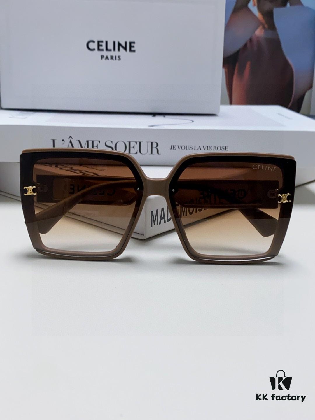 Celine 2025 New Arrival Korean-Style Oversized Round Frame UV-Protective Sunglasses for Women, Stylish and Elegant Sun Protection Glasses