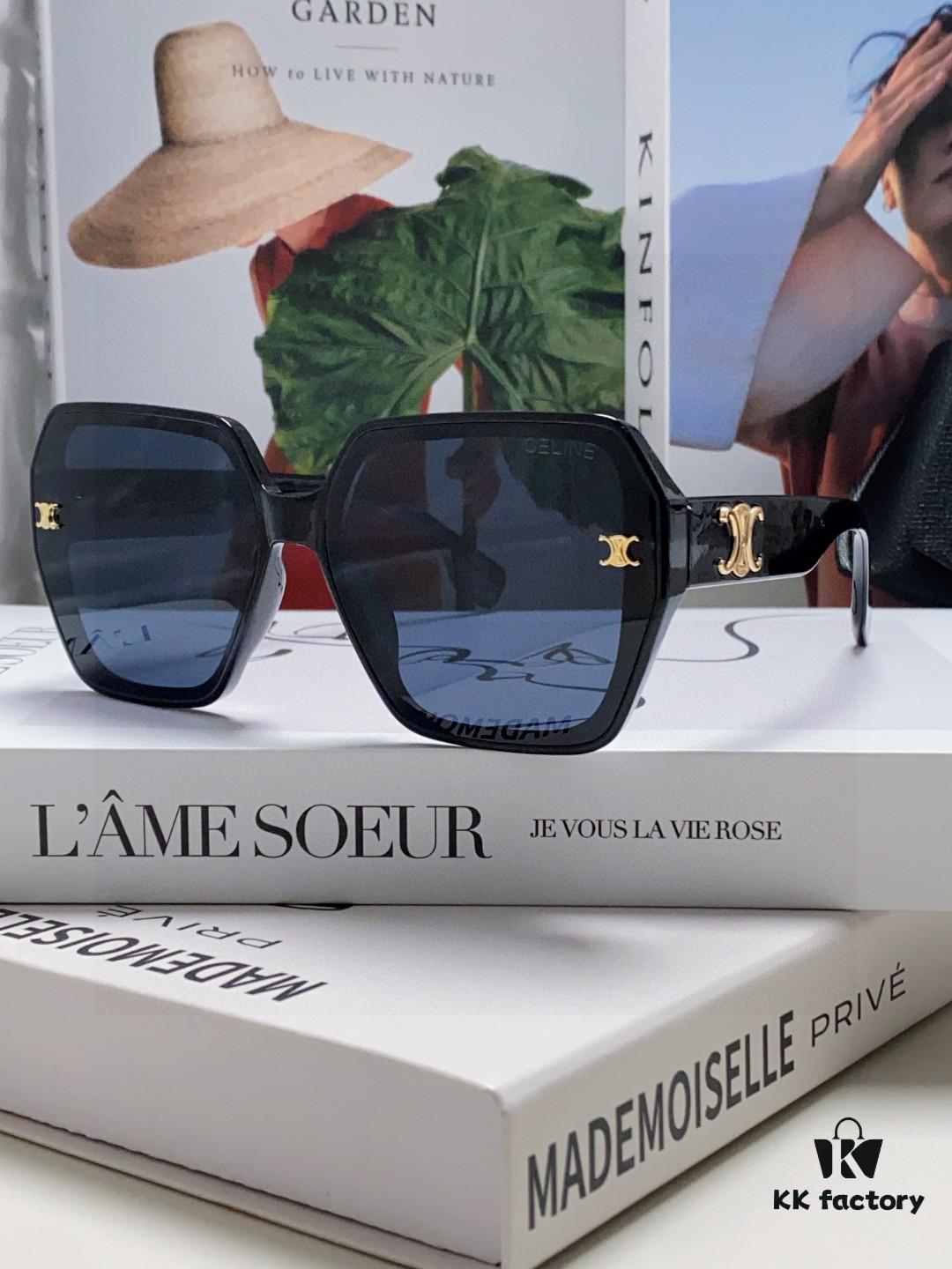 Celine 2025 New Arrival European and American Style Oversized Square Arch-Frame Sunglasses for Women, UV Protection Sun Glasses for Outdoor Wear