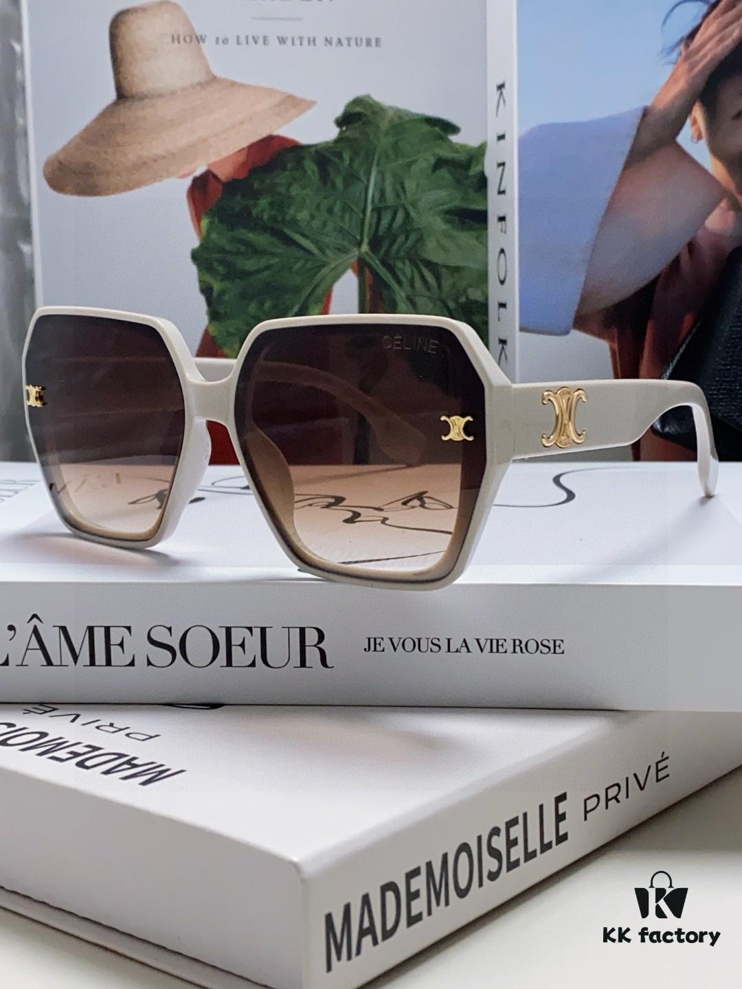 Celine 2025 New Arrival European and American Style Oversized Square Aviator Sunglasses for Women, UV Protection Sun Glasses for Large Faces, Fashion Outdoor Shades