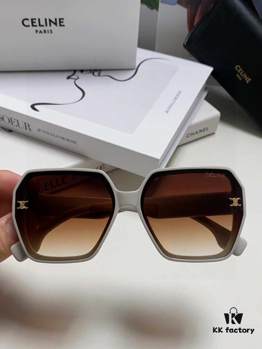 Celine 2025 New Arrival European and American Style Oversized Square Aviator Sunglasses for Women, UV Protection Sun Glasses for Large Faces, Fashion Outdoor Shades