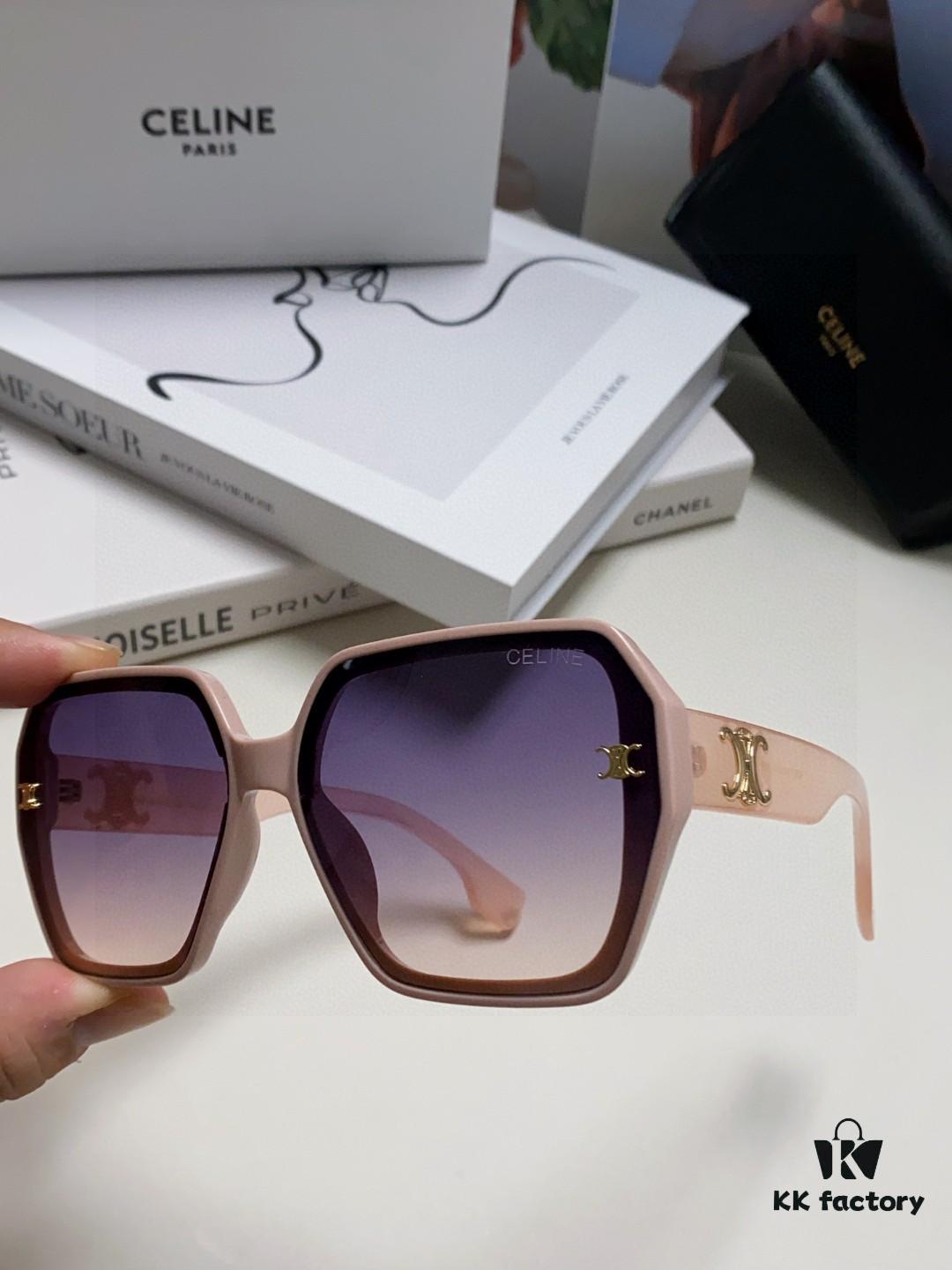 Celine 2025 New Arrival European and American Style Square Oversized Arch-Frame Sunglasses for Women, UV Protection Sun Glasses for Large Faces, Fashionable Outdoor Eyewear