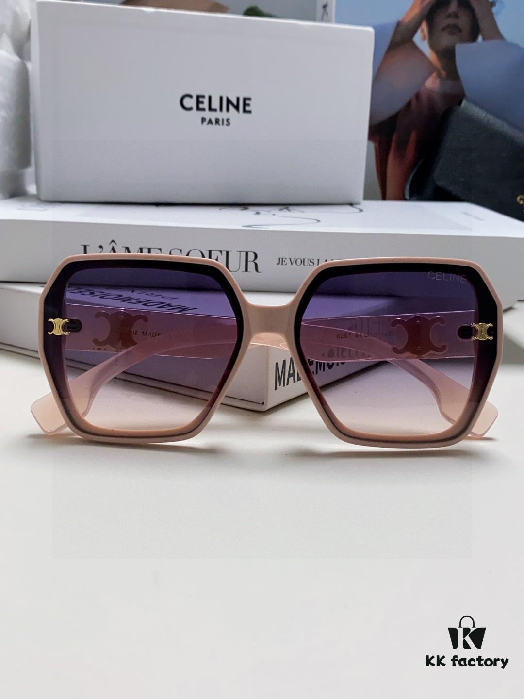 Celine 2025 New Arrival European and American Style Square Oversized Arch-Frame Sunglasses for Women, UV Protection Sun Glasses for Large Faces, Fashionable Outdoor Eyewear