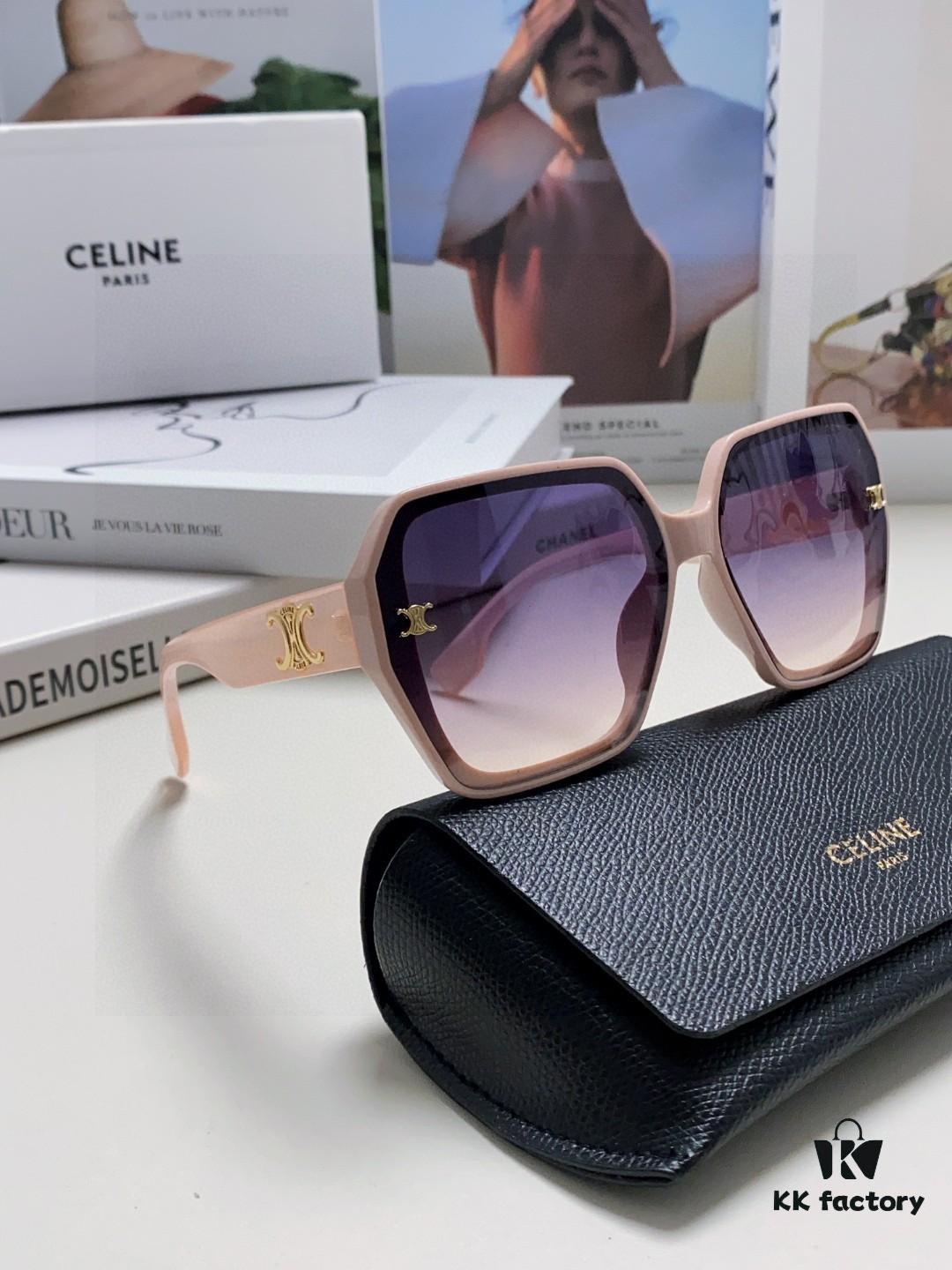 Celine 2025 New Arrival European and American Style Square Oversized Arch-Frame Sunglasses for Women, UV Protection Sun Glasses for Large Faces, Fashionable Outdoor Eyewear