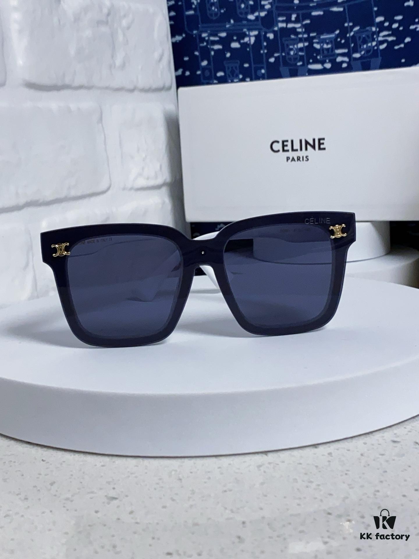 Celine 2025 New Square Sunglasses for Women, Trendy Oversized Frames for Round Faces, Slimming Polarized UV Protection Sunglasses for Beach, Unisex Design