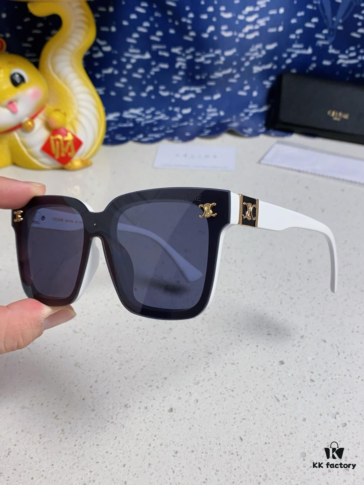 Celine 2025 New Square Sunglasses for Women, Trendy Oversized Frames for Round Faces, Slimming Polarized UV Protection Sunglasses for Beach, Unisex Design