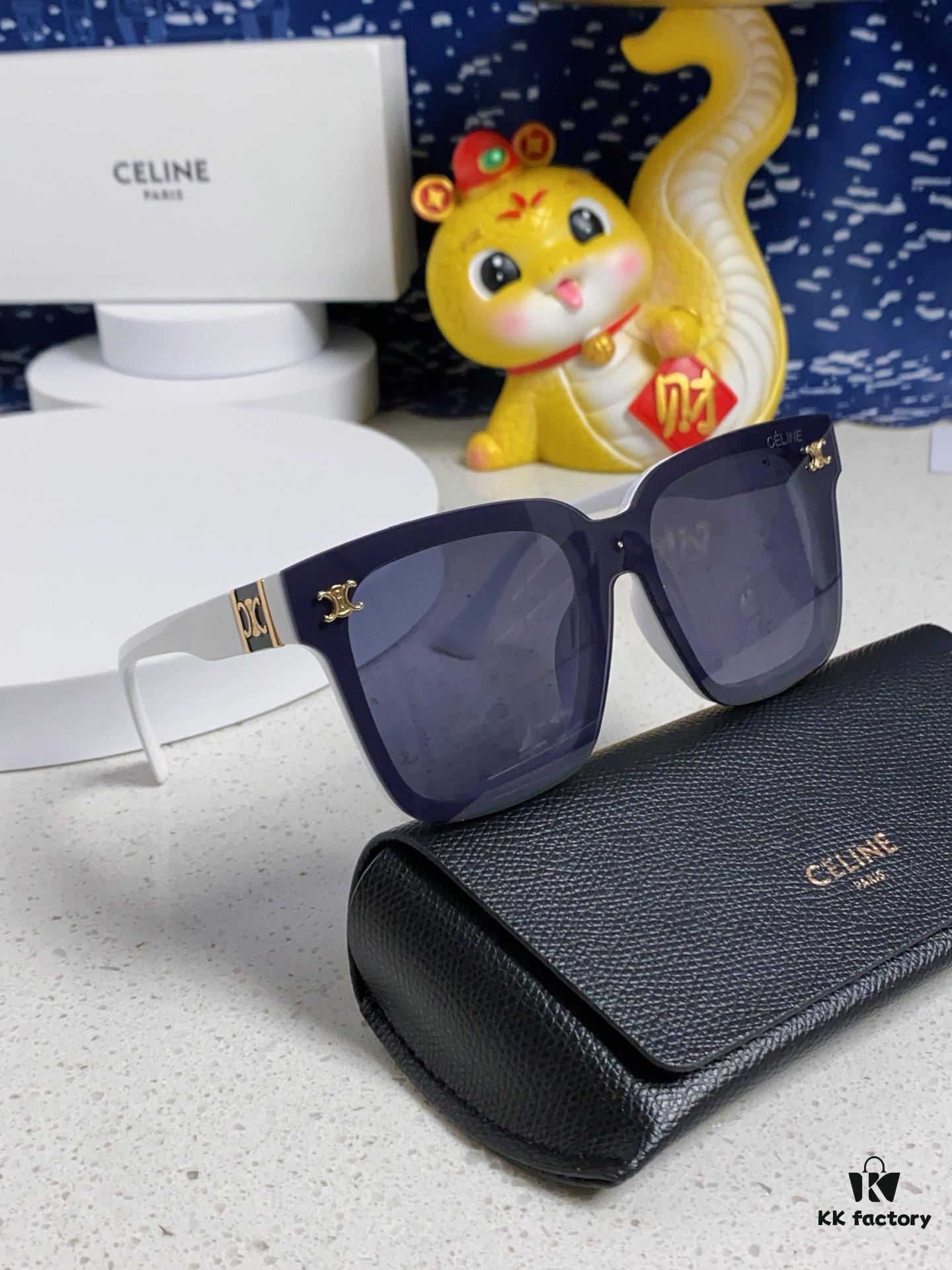 Celine 2025 New Square Sunglasses for Women, Trendy Oversized Frames for Round Faces, Slimming Polarized UV Protection Sunglasses for Beach, Unisex Design