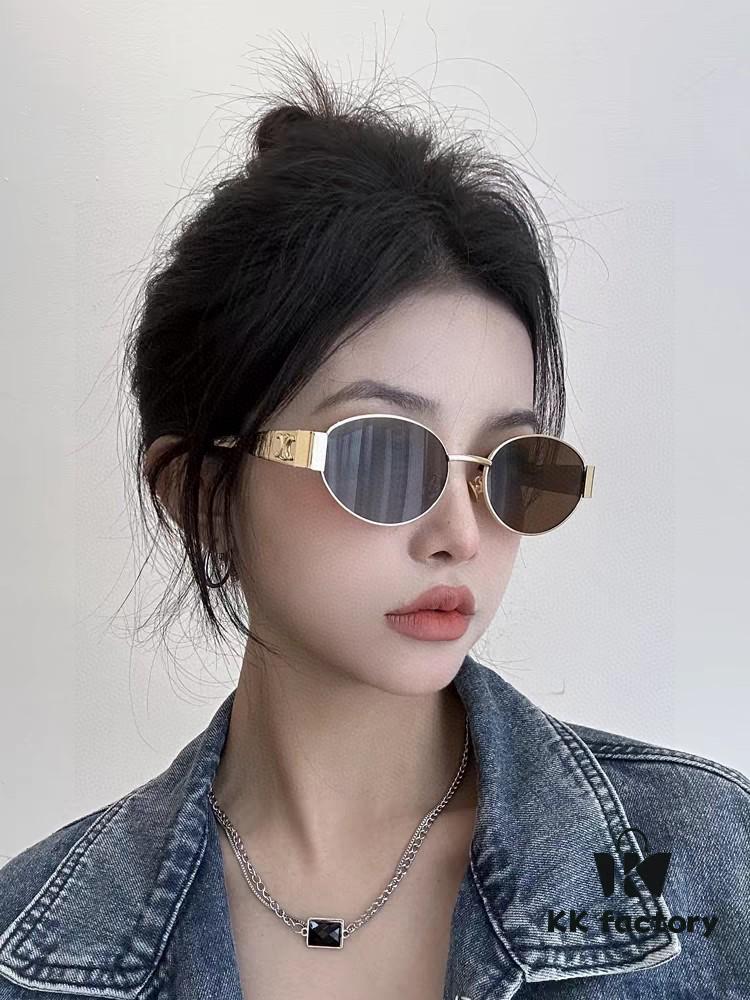 Lisa's Same Style - Celine Retro Round Frame Sunglasses, 'Selin's Ultraman' Design, Iconic Arches Always Popular, Hard to Get