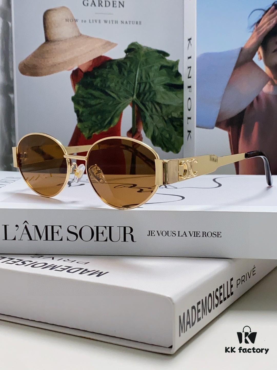 Lisa's Same Style - Celine Retro Round Frame Sunglasses, 'Selin's Ultraman' Design, Iconic Arches Always Popular, Hard to Get