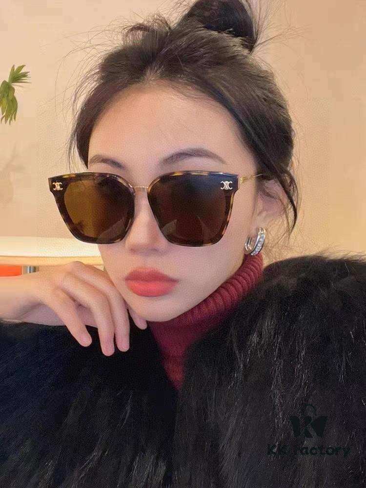 Celine Women's UV-Protective Sunglasses, Anti-Glare Fashion Eyewear for Driving and Streetwear, Slimming Design, Instagram and Xiaohongshu Trendy Style