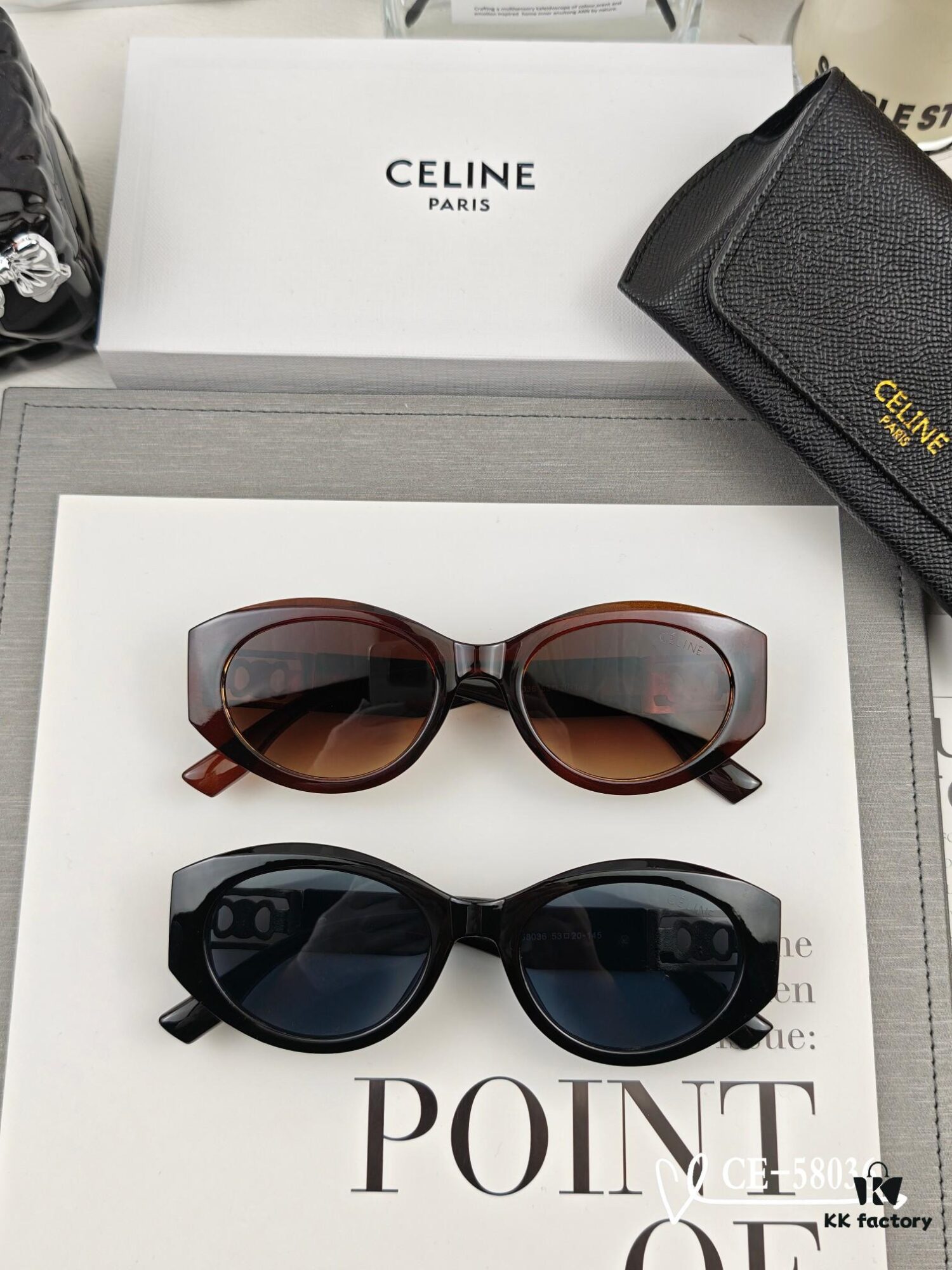 CELINE France TR90 Lightweight Sunglasses with Polarized Lenses, Model 58036