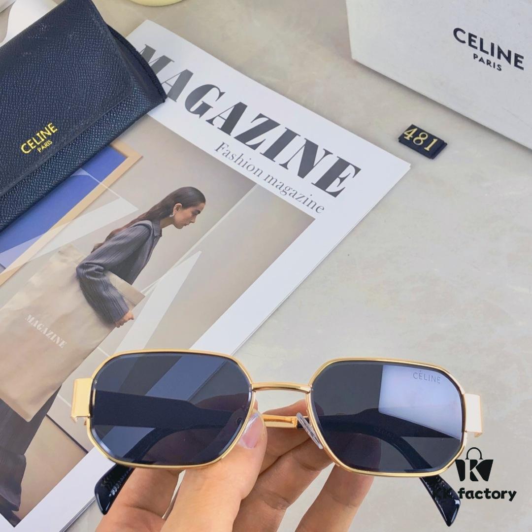 Celine New Arrival High-End Fashion Square Frame Sunglasses for Women, UV Protection, Arc de Triomphe Style Trendy Streetwear Shades