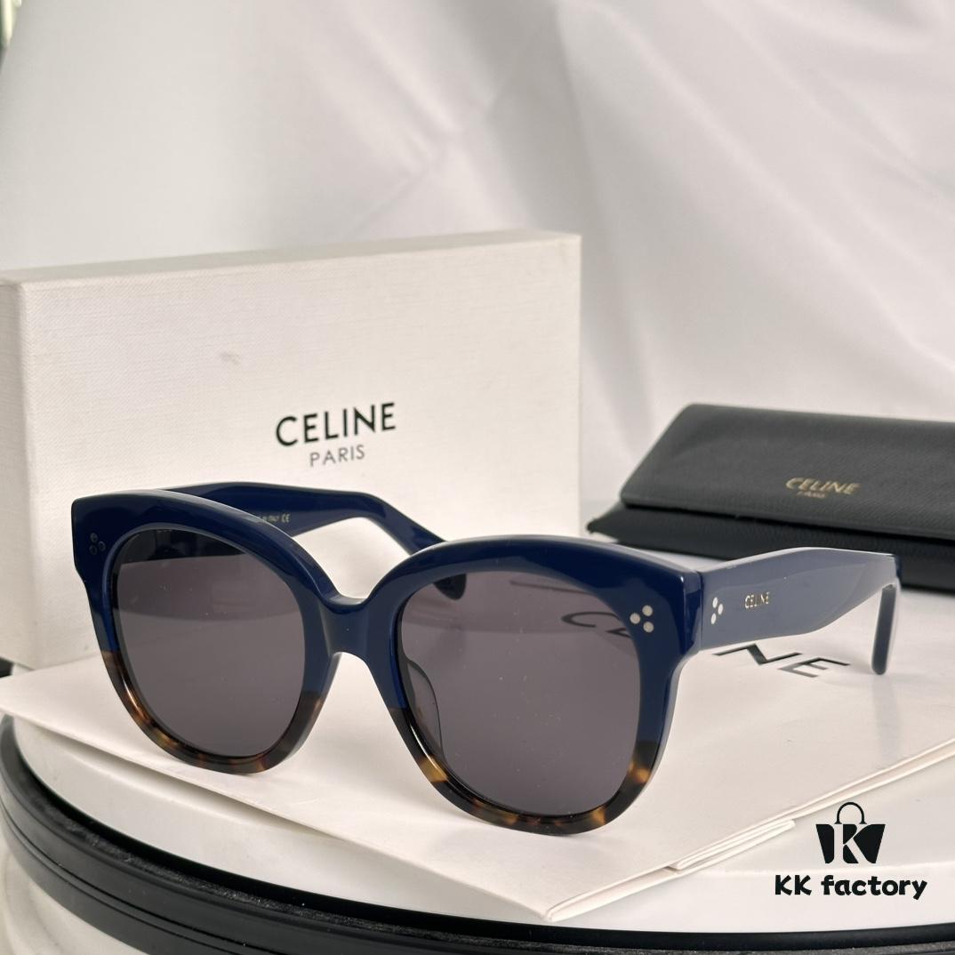 Timeless Classic High-Quality CELINE CL4002UN Two-Tone Acetate Sunglasses with Strong Dimensional Effect, Italian Imported Frame Material, High-Definition Lenses, Stylish and Versatile Design