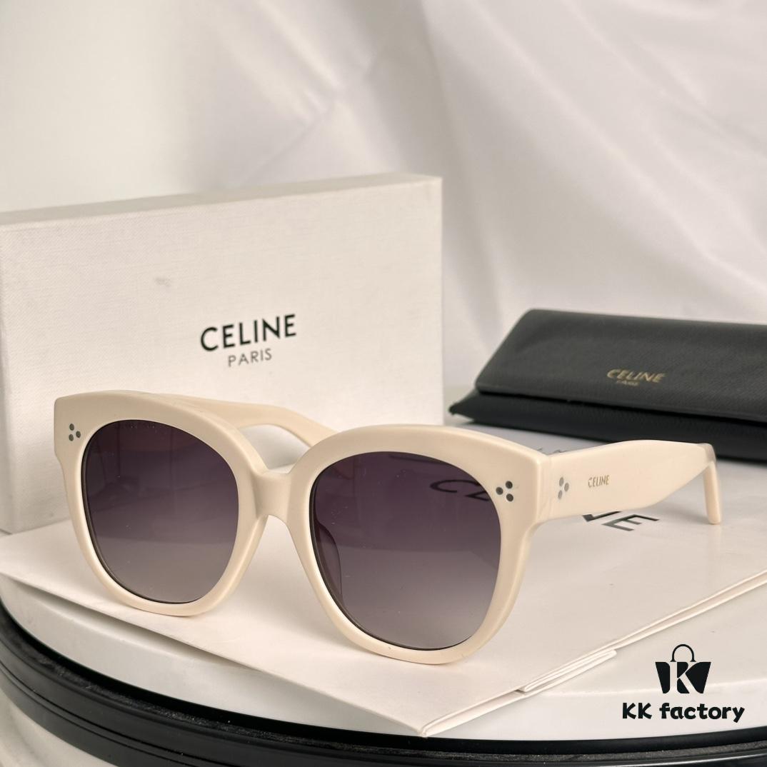 Timeless Classic High-Quality CELINE CL4002UN Two-Tone Acetate Sunglasses with Strong Dimensional Effect, Italian Imported Frame Material, High-Definition Lenses, Stylish and Versatile Design