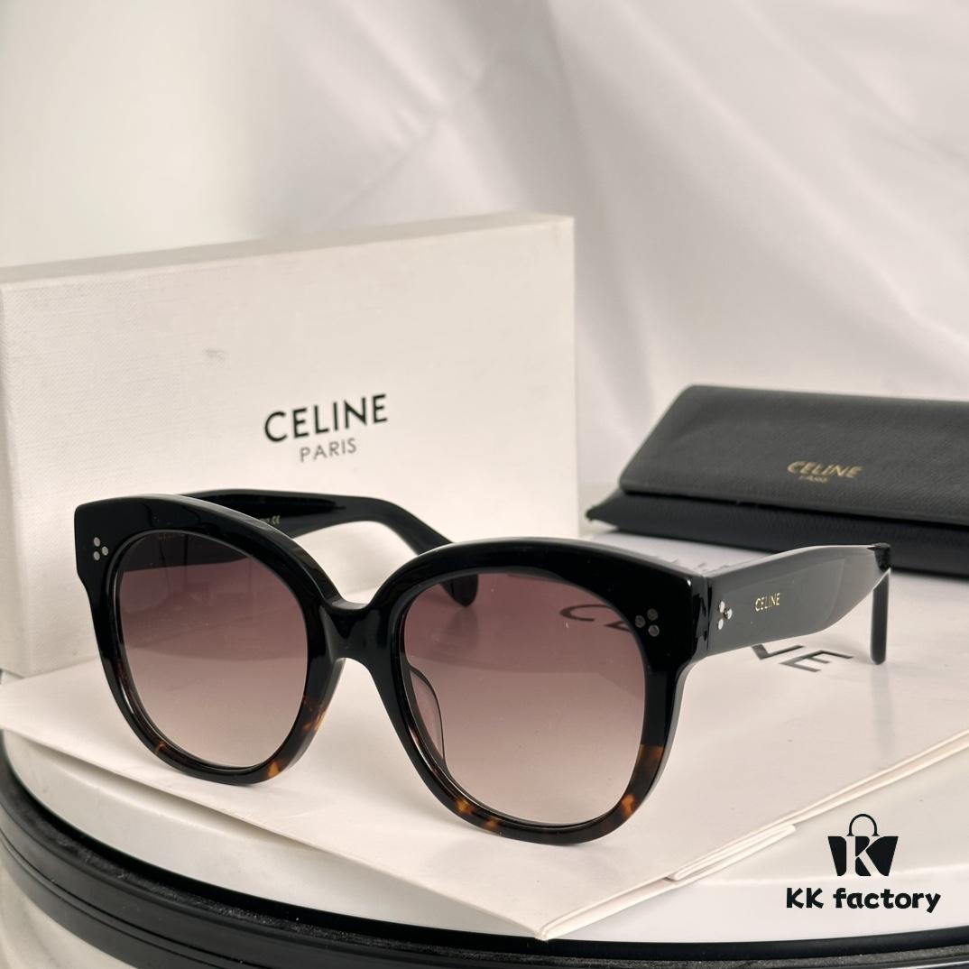 Timeless Classic High-Quality CELINE CL4002UN Two-Tone Acetate Sunglasses with Strong Dimensional Effect, Italian Imported Frame Material, High-Definition Lenses, Stylish and Versatile Design