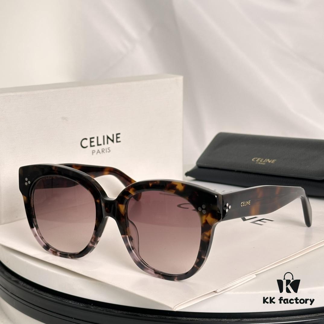 Timeless Classic High-Quality CELINE CL4002UN Two-Tone Acetate Sunglasses with Strong Dimensional Effect, Italian Imported Frame Material, High-Definition Lenses, Stylish and Versatile Design