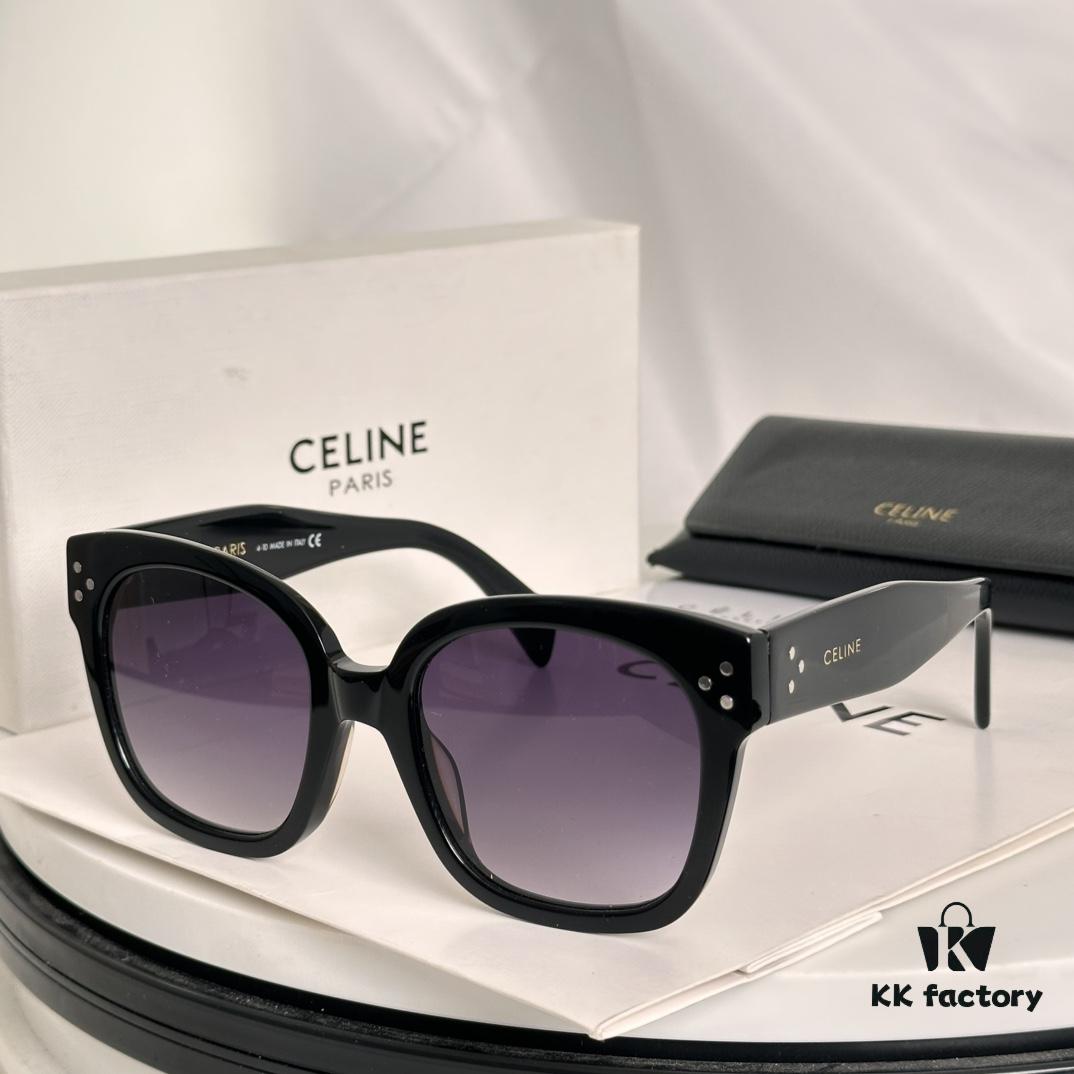 Timeless Classic High-Quality CELINE CL4002UN Two-Tone Acetate Sunglasses with Strong Dimensional Effect, Italian Imported Frame Material, High-Definition Lenses, Stylish and Versatile Design